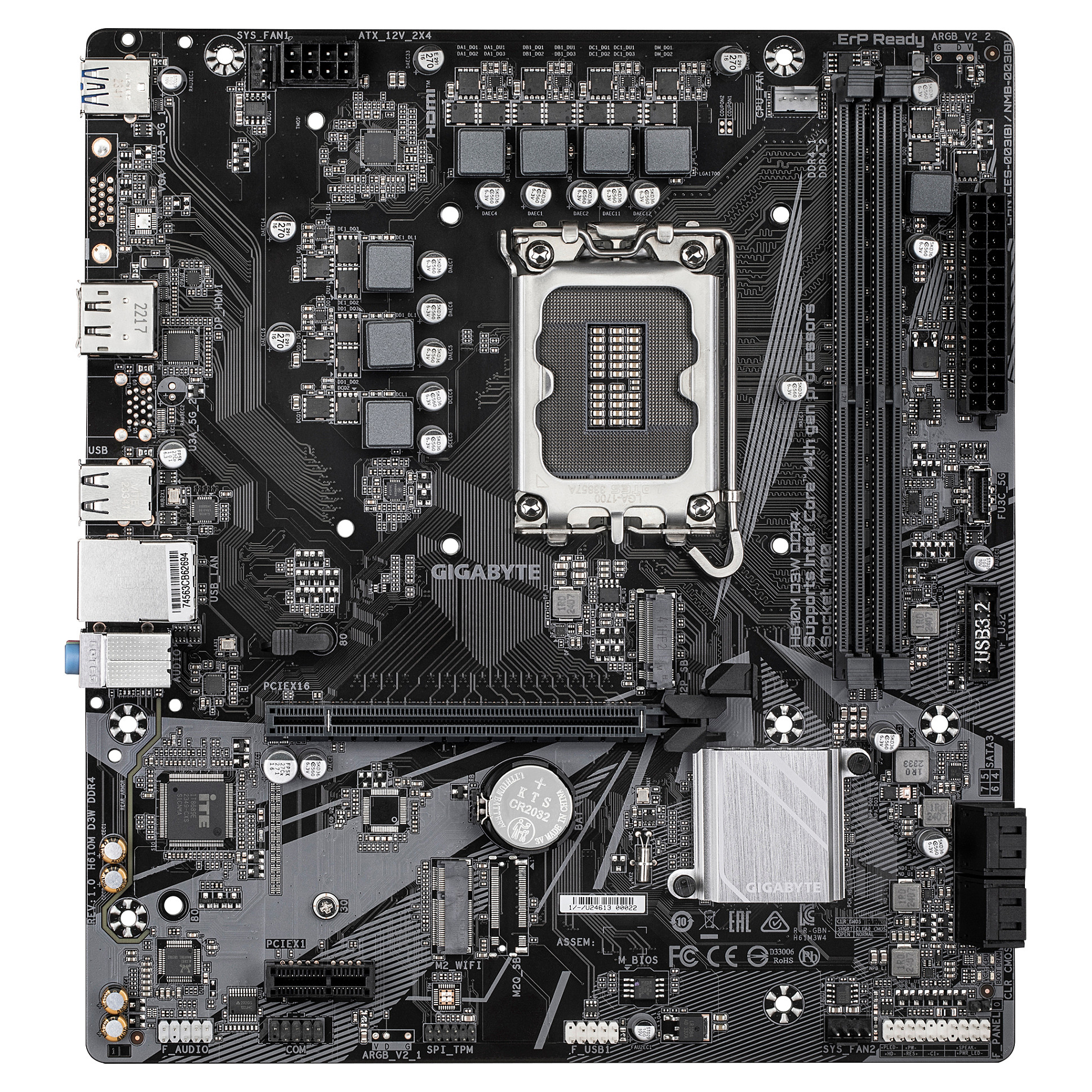 Pllakë Amë GIGABYTE H610M D3W DDR4 / Intel LGA1700 / H610 / DDR4 / Micro ATX / M.2 / SATA III / Gigabit LAN - 2