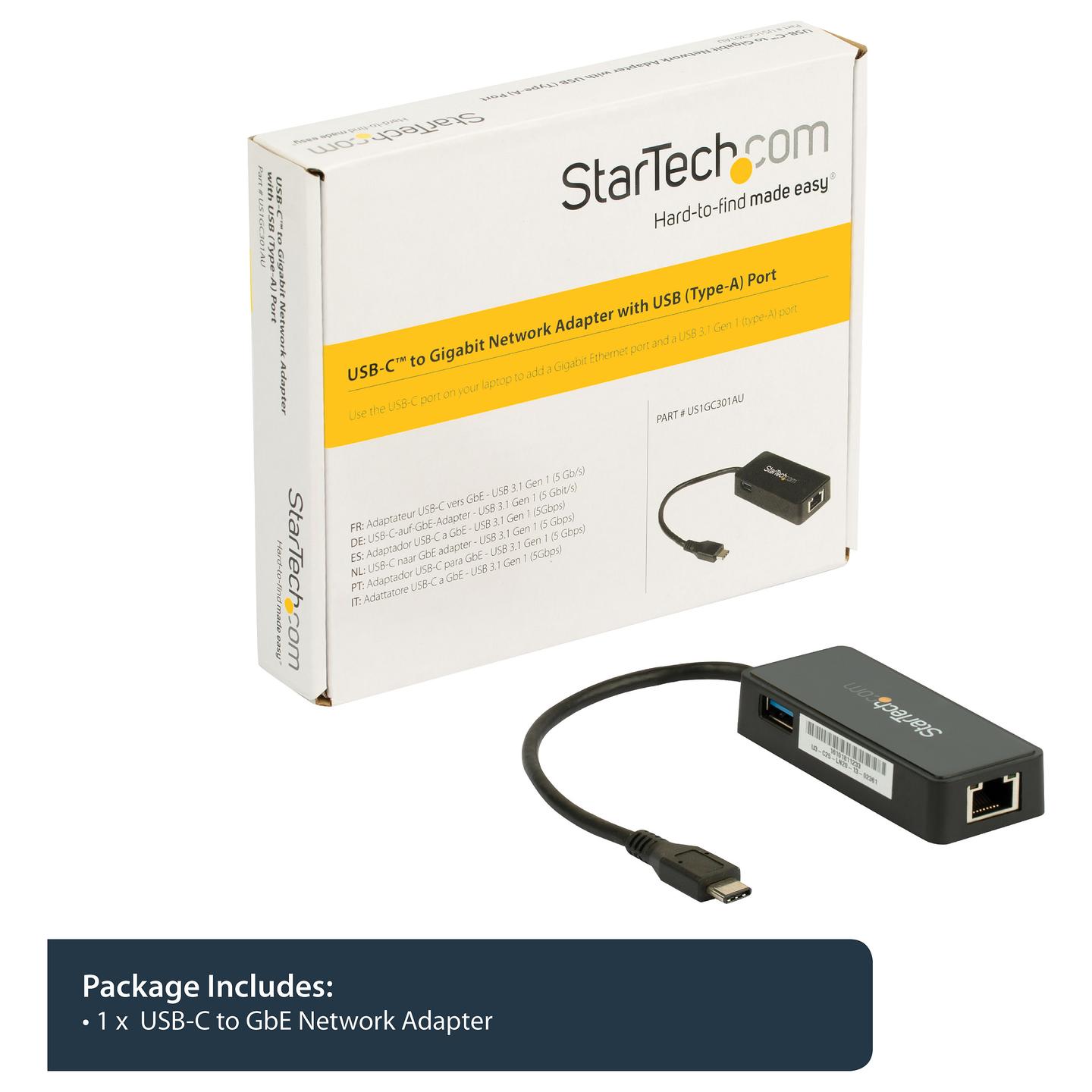 Adapter Rrjeti StarTech.com US1GC301AU, USB-C në RJ45 Gigabit, USB-A, 10/100/1000Mbps, USB 5Gbps - Zezë - 8