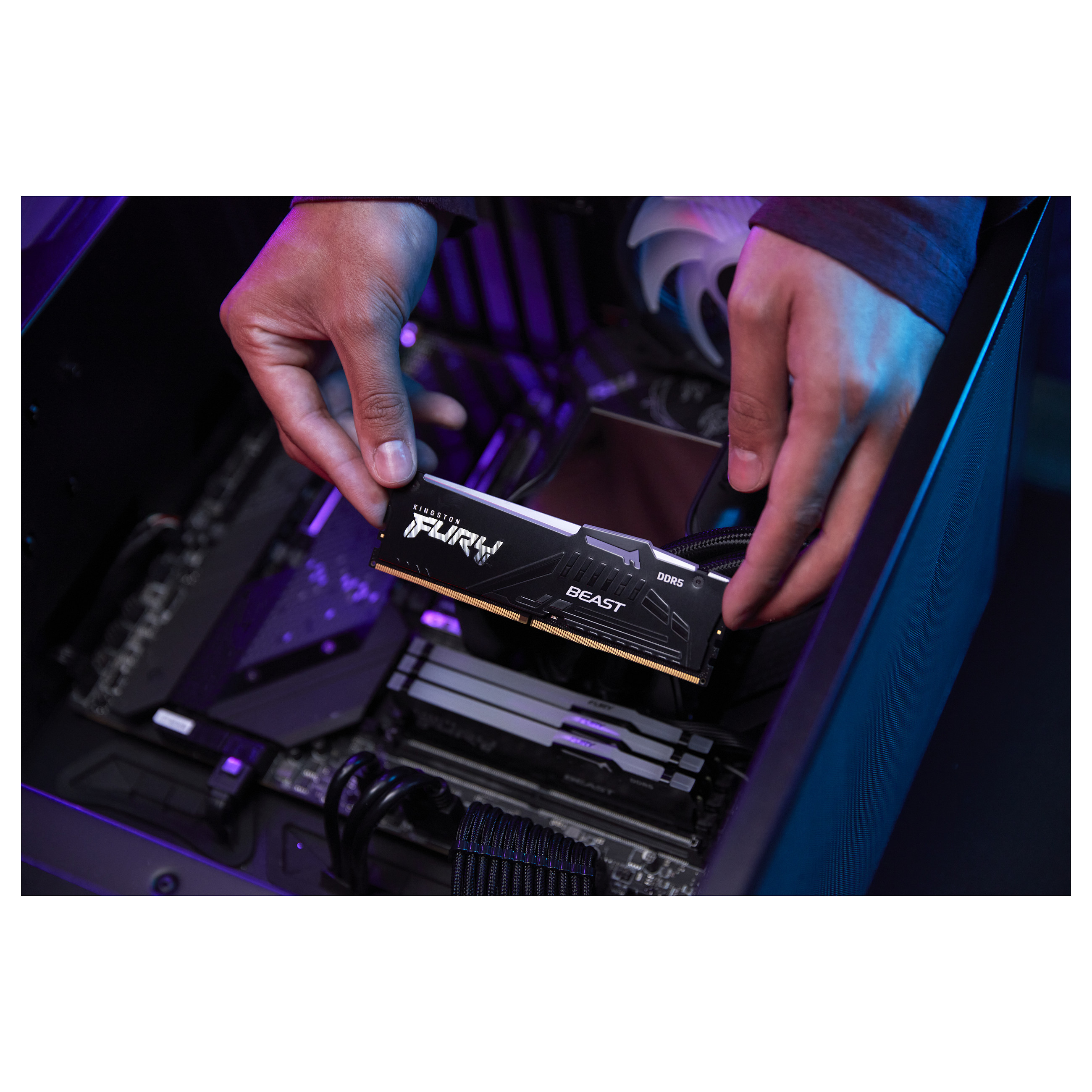 RAM Memorie DDR5 Kingston FURY Beast RGB / 16GB / DIMM / 6400MT/s / CL32 / ECC - Zezë - 13