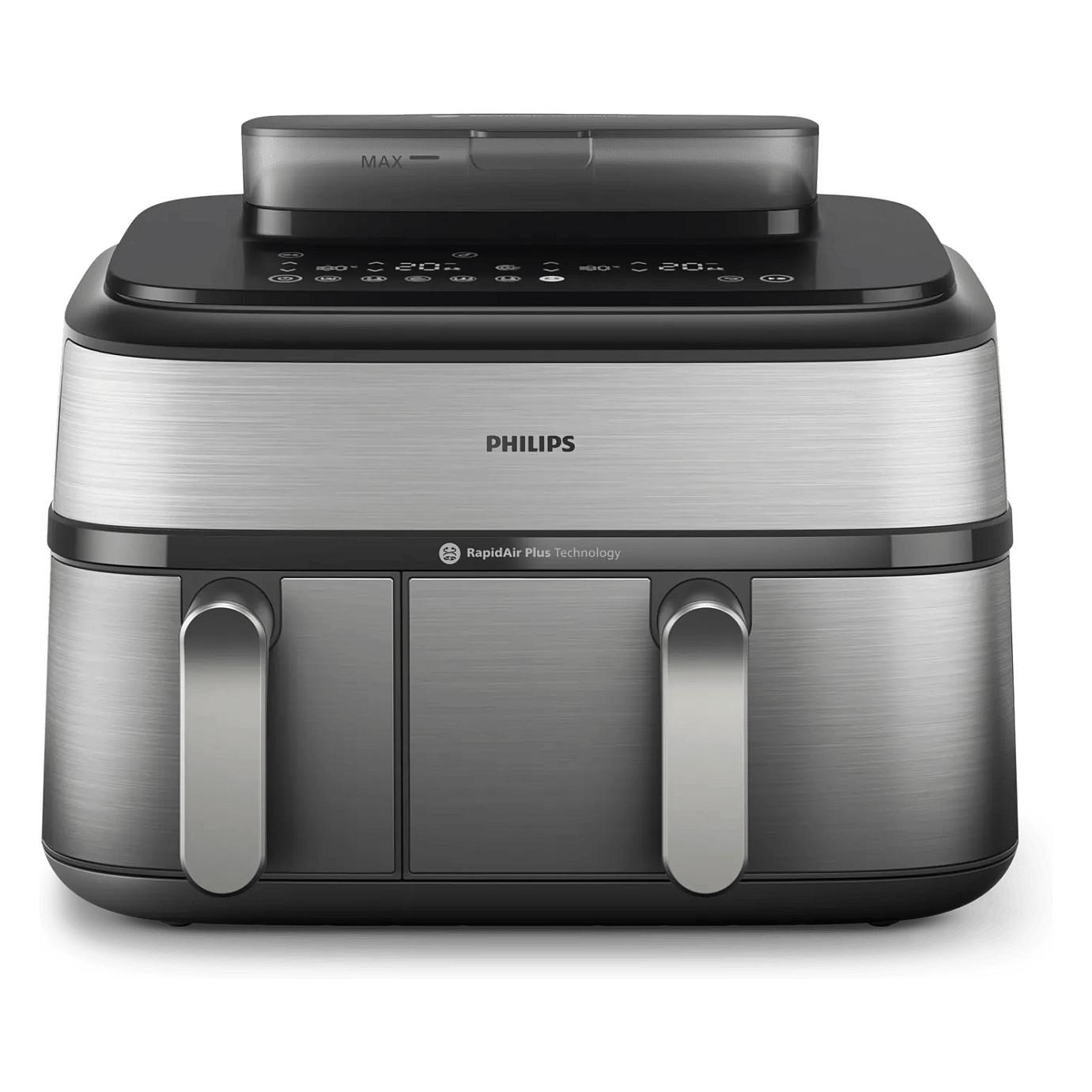 Fryer Philips 5000 Series Dual Basket / NA555/00 / 9L / 2750W / 2 Sirtarë / 12 Programe / 40–200°C / RapidAir Plus / Air Steam / Sync – Argjend/Zezë - 3