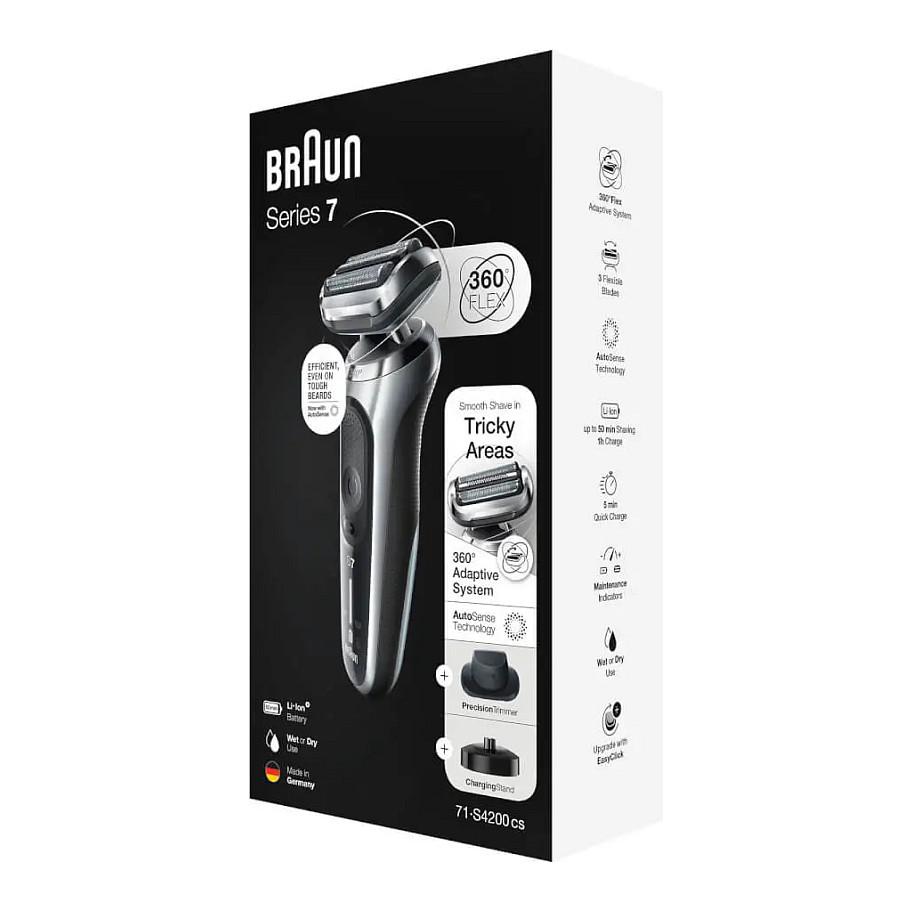 Makinë e rrojës Braun Series 7 71-S4200cs / 360° Flex / AutoSense / Wet & Dry / 50 Min / Quick Charge – Gri/Zezë - 4