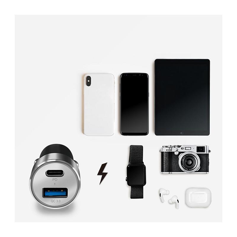 Adapter telefoni për veturë LogiLink PA0252, 1x USB-C PD, 1x USB-A QC 3.0, 36W - Argjend - 7