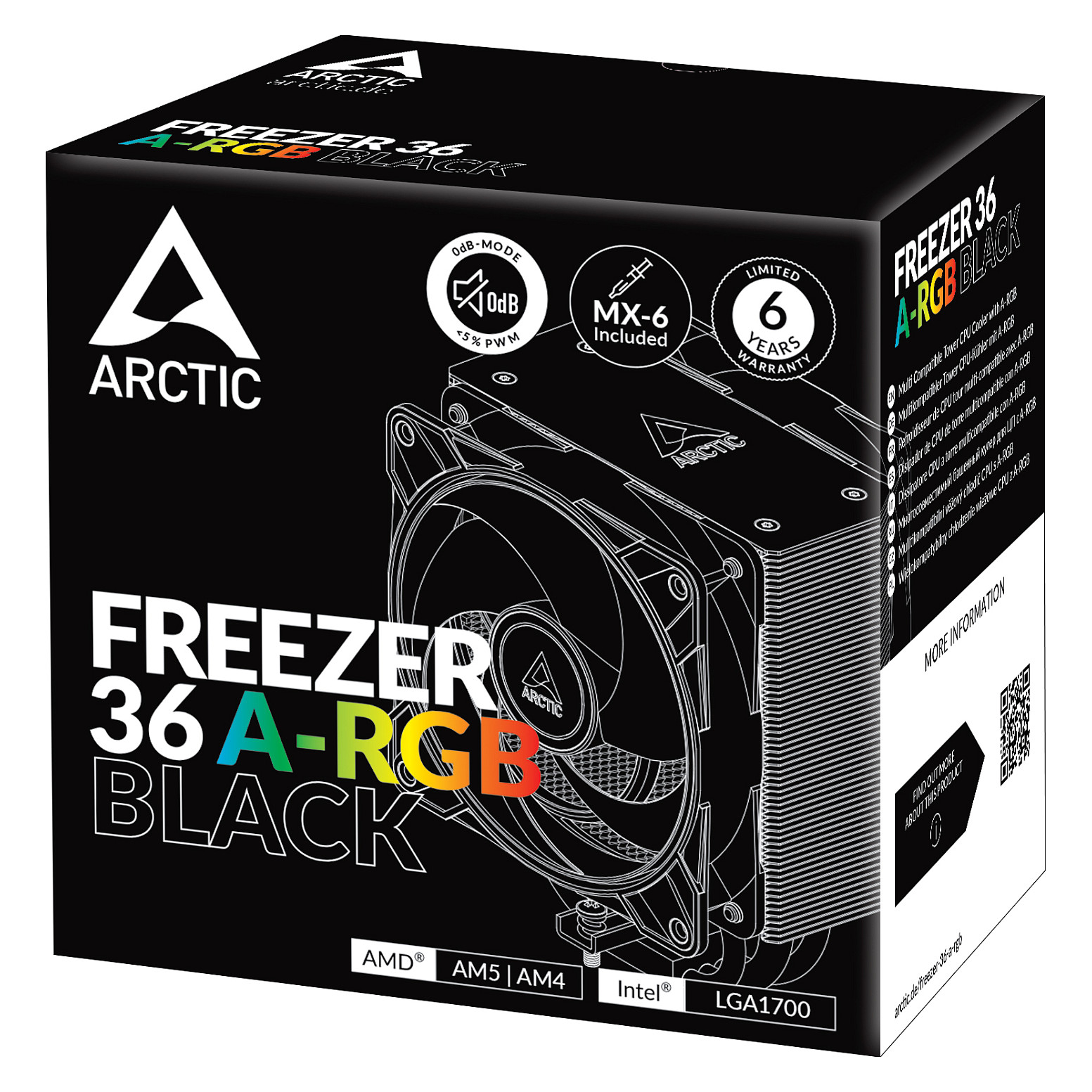 Ftohës për procesor ARCTIC Freezer 36 A-RGB / 120mm / ARGB - Zezë - 9