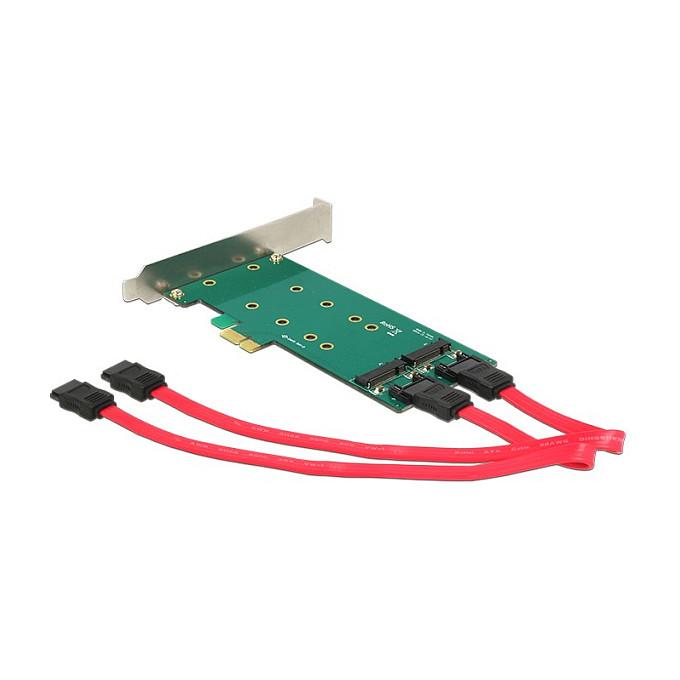 Kartë Zgjerimi PCI Express Delock 89473 / PCIe x1 / 2x M.2 Key B SATA / 2x SATA 6Gbps