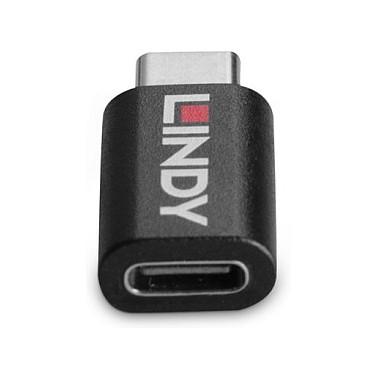 Adapter USB LINDY 71265, USB 3.2 Gen 1, USB-C Mashkull në USB-C Femër, Data Blocker, 100W - Zezë - 3