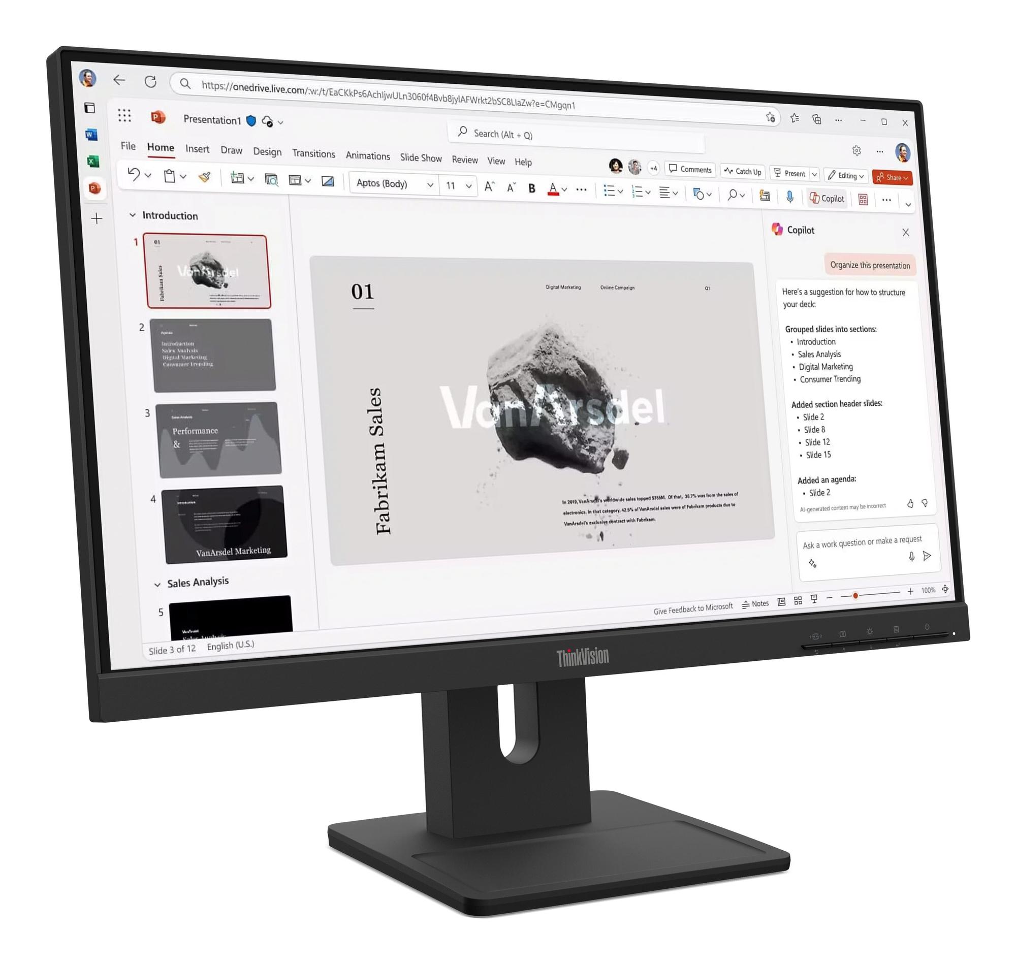 Monitor Lenovo ThinkVision E22-40 / 21.5" / Full HD IPS / 100Hz / 4ms / HDMI+DisplayPort - Zezë - 3