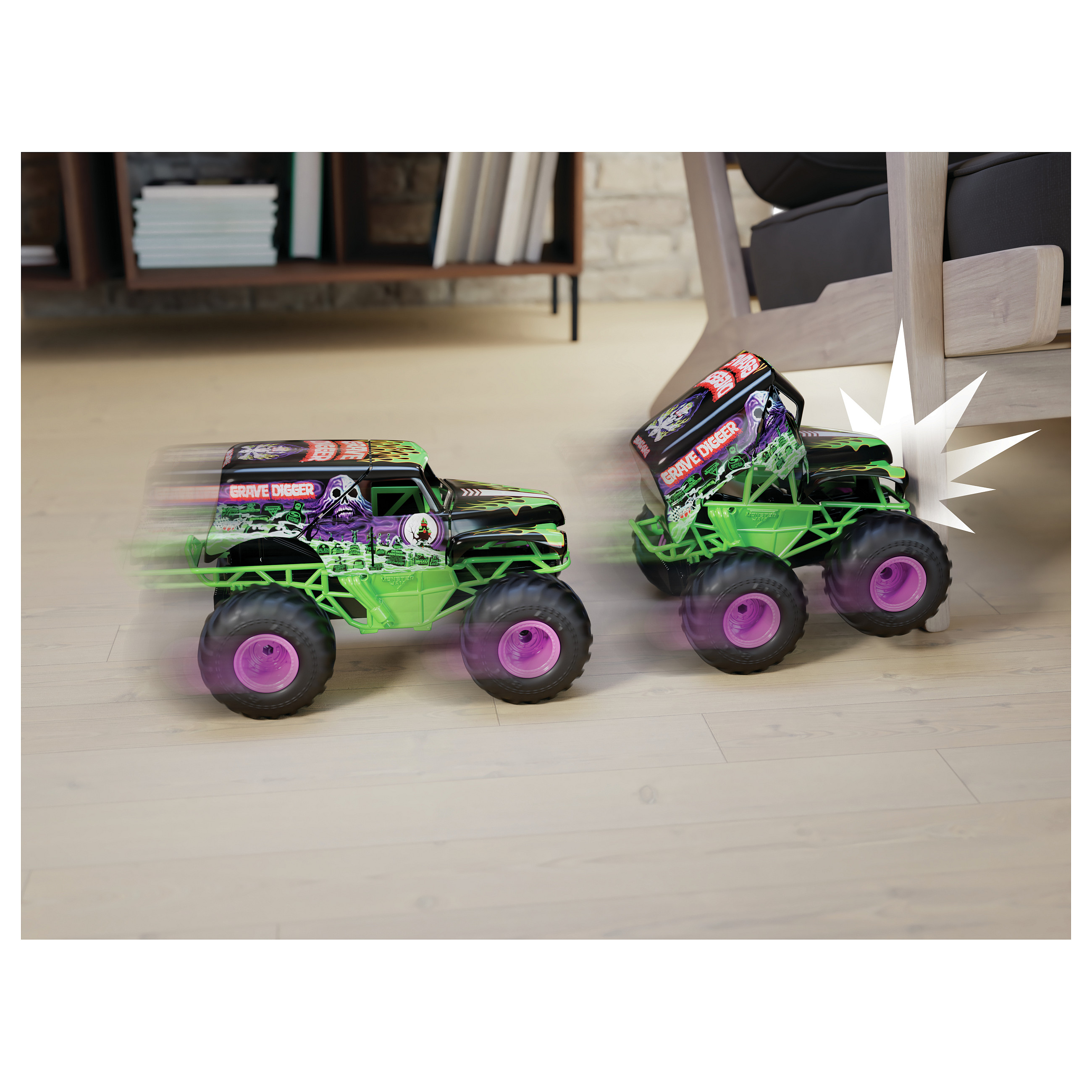 Lodra Spin Master Monster Jam Wreck & Repair Grave Digger – RC / 1:15 Scale / 2.4 GHz / USB-C Rechargeable - Zezë/Gjelbër - 5