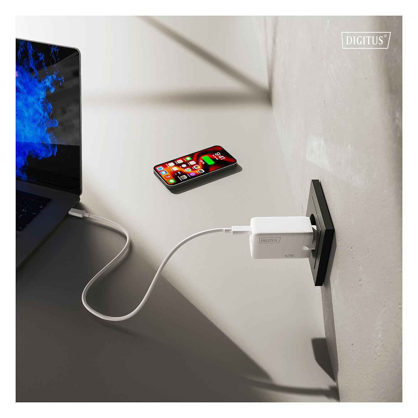 Adapter Digitus DA-10303 / 67W / GaN / 2x USB-C + 1x USB-A / Fast Charging - Bardhë - 4