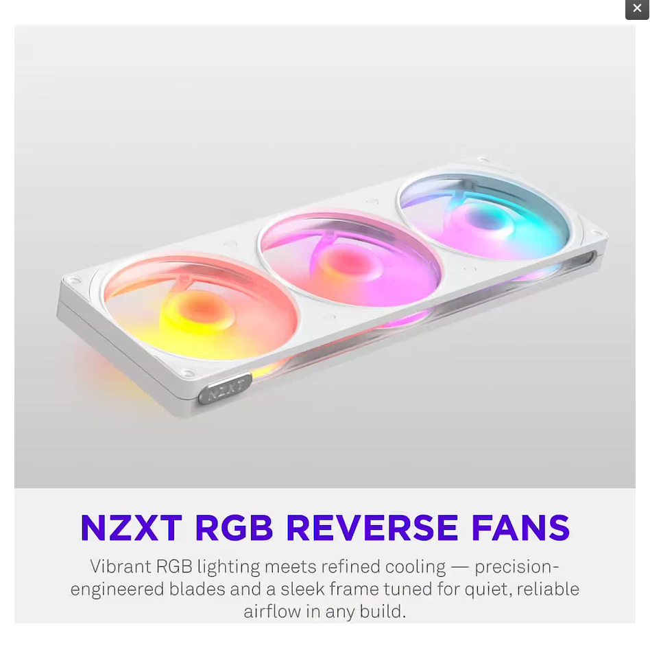 Ftohës për Kasë NZXT F360 Reverse / 360mm / 2200 RPM / ARGB / PWM – Bardhë - 3