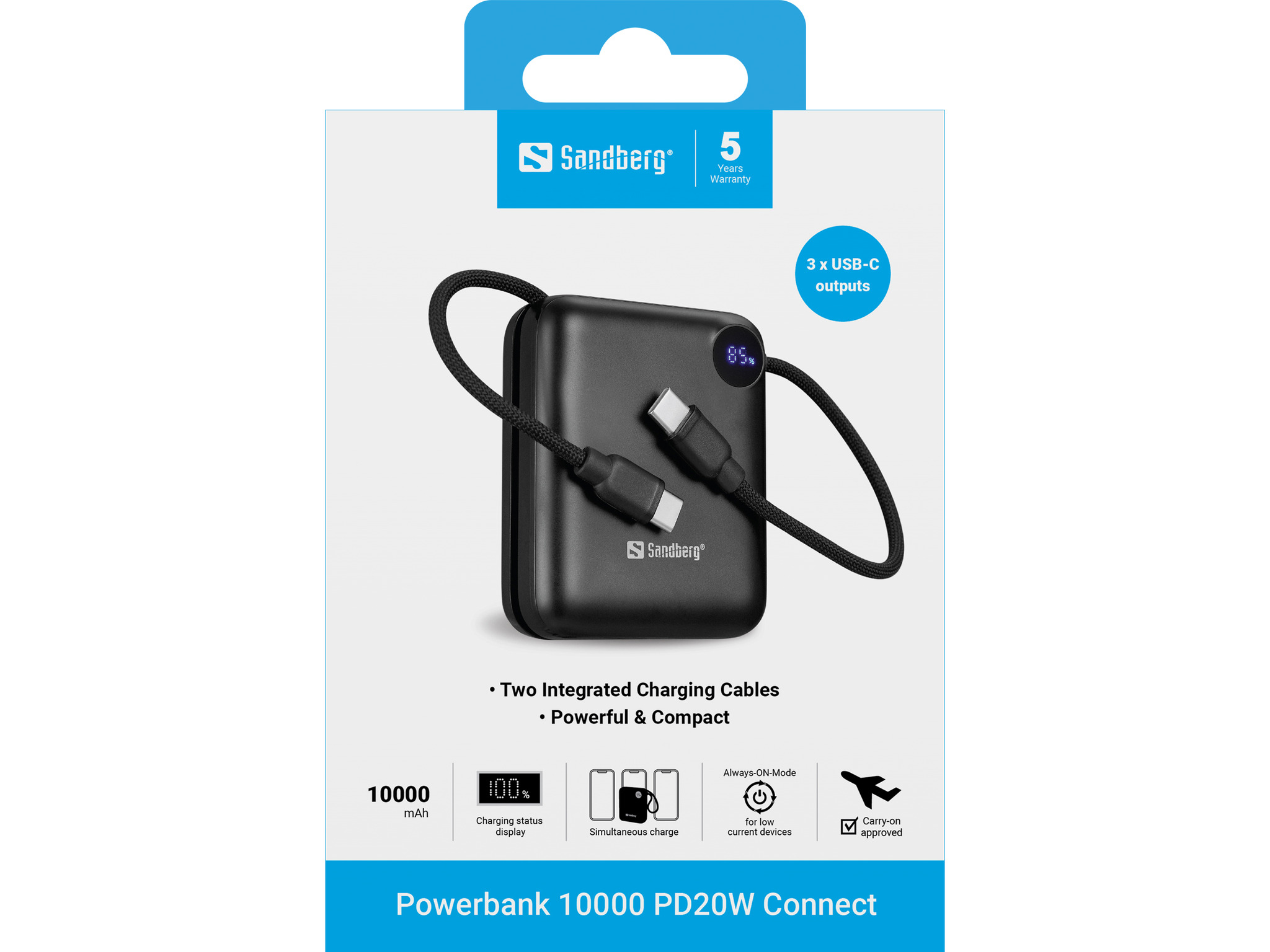 Powerbank Sandberg 10000 PD20W Connect / 10000mAh / 20W / Type-C – Zezë - 4