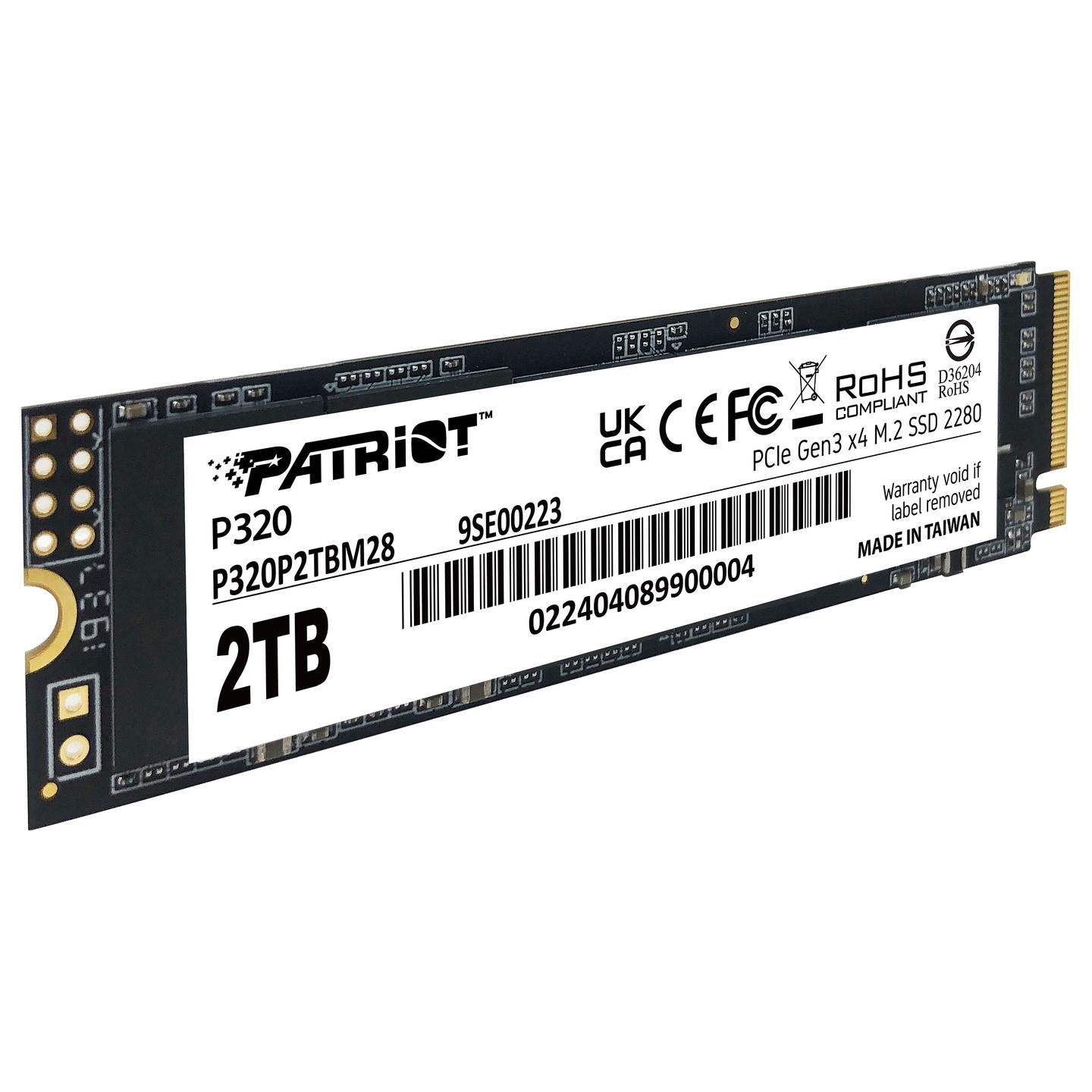 SSD e Brendshme Patriot Memory P320, 2TB, M.2 2280, PCIe 3.0 x4, NVMe 1.3, 3000MB/s Read, 2200MB/s Write - 3