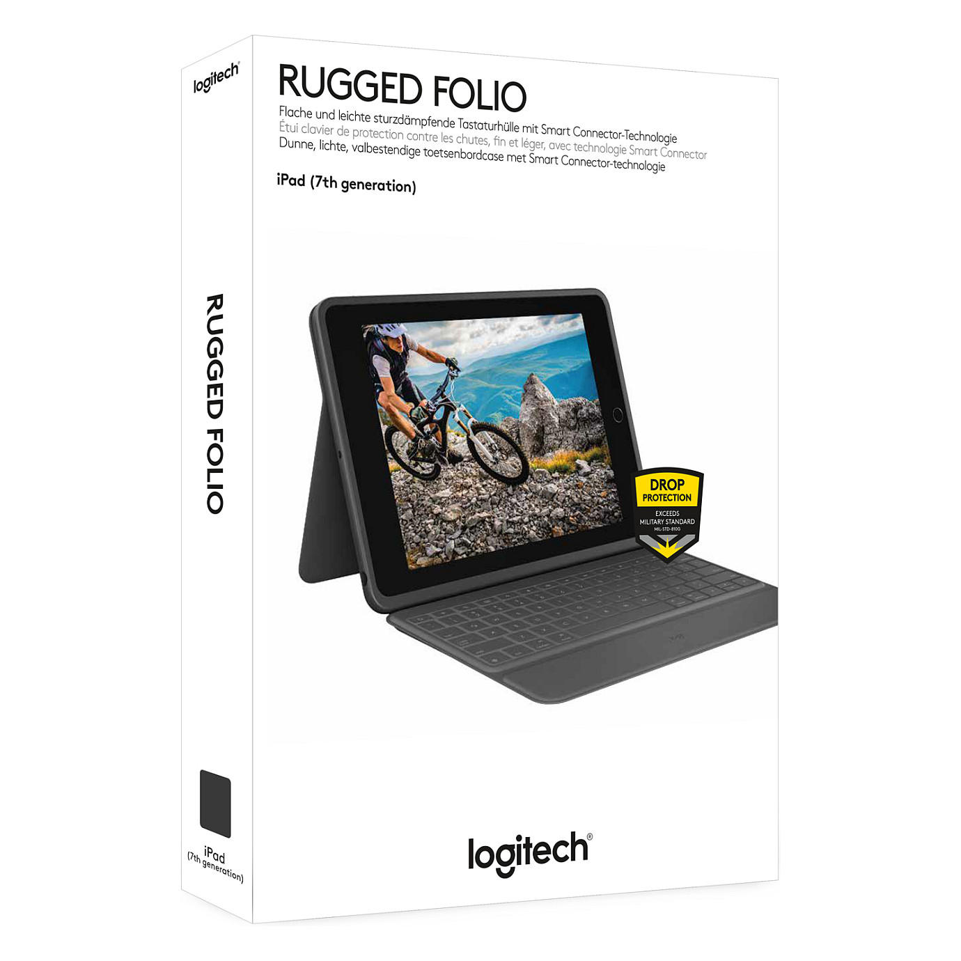 Tastierë për Tabletë Logitech Rugged Folio / iPad 7th, 8th & 9th Gen / AZERTY (FR) / Smart Connector / Full-Size / 4 Mënyra Përdorimi – Gri - 16