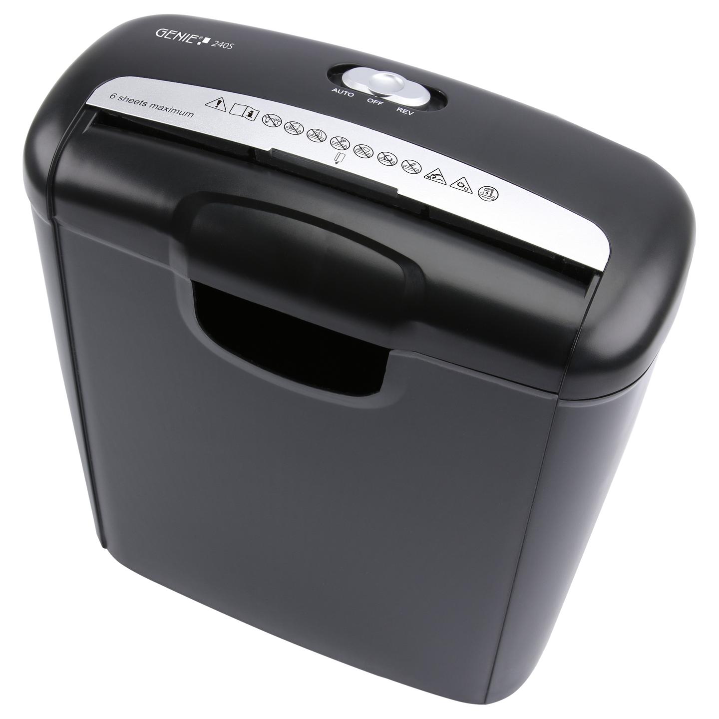 Shredder GENIE 240 S, Strip-Cut, P-2, 6 fletë, 6mm, 10L - Zezë