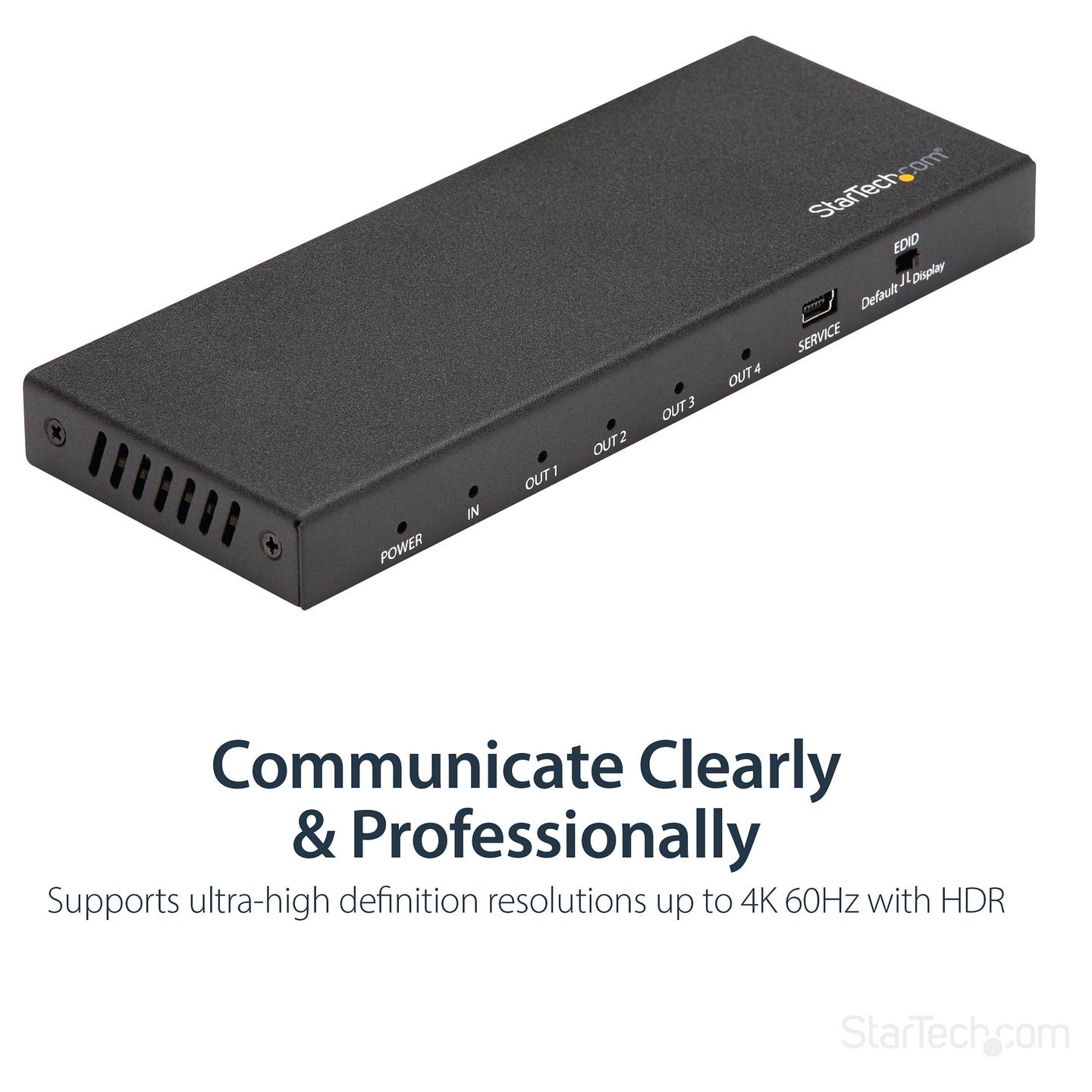 Splitter HDMI StarTech.com ST124HD202, 1 hyrje HDMI në 4 dalje HDMI, HDMI 2.0, 4K 60Hz, HDR, Audio 7.1 - Zezë - 9