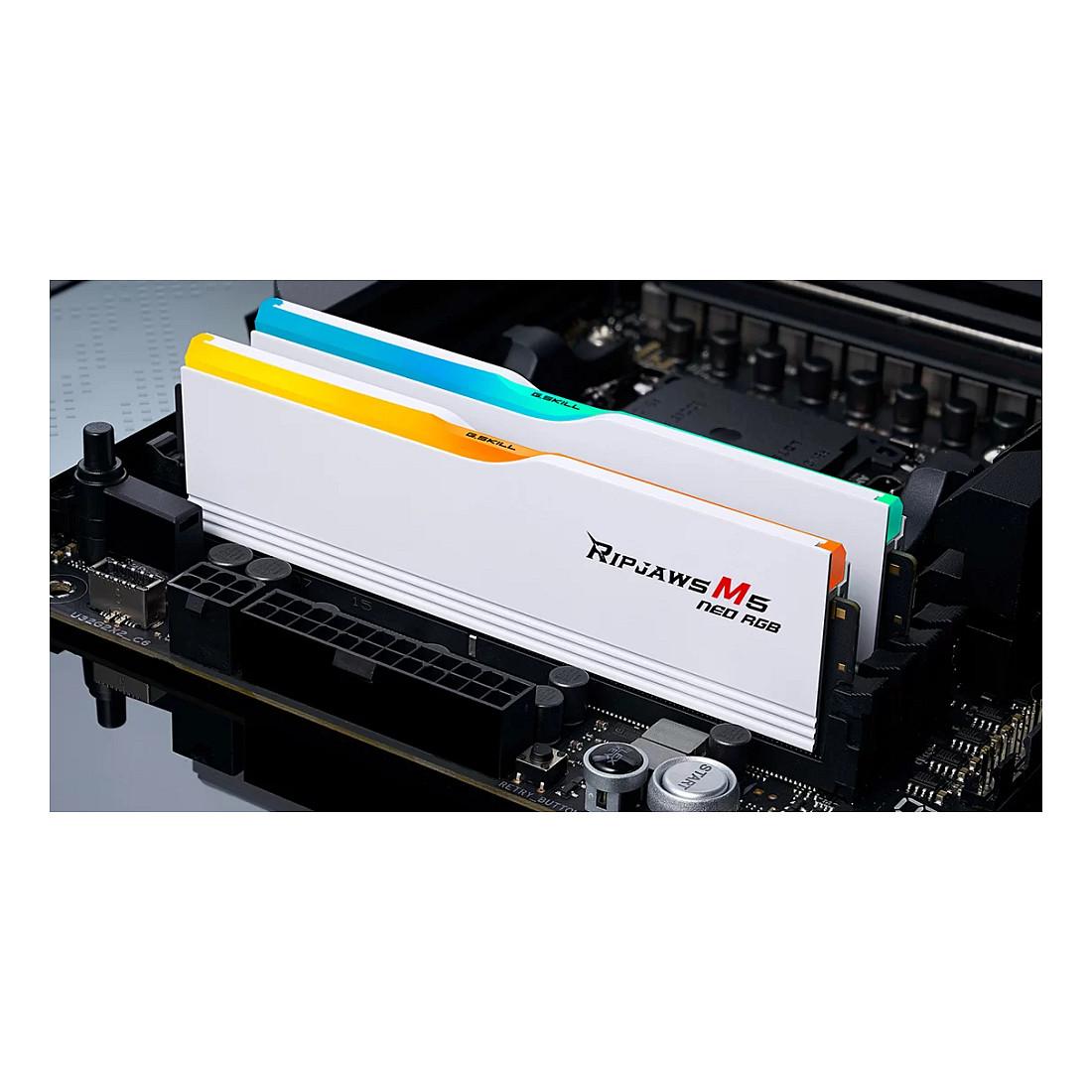 RAM Memorie DDR5 G.Skill Ripjaws M5 Neo RGB, 64GB, 2×32GB, DIMM, 6000MHz, CL32, 288-pin - Bardhë - 6