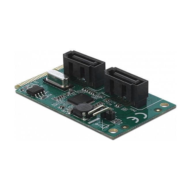 Kartë Zgjerimi Mini PCIe Delock 95264 / Mini PCIe / 2x SATA 6Gbps / PCIe 2.0 / RAID 0, 1, SPAN / Asmedia ASM1061R - 2