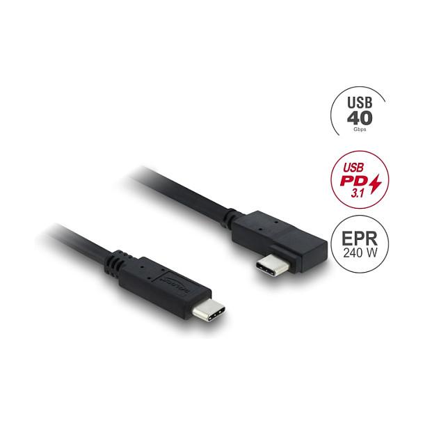 Kabllo USB DeLOCK 81710 / USB-C në USB-C / 1m / USB 40Gbps / 240W / 4K 144Hz / Kënd i Drejtë - Zezë - 2