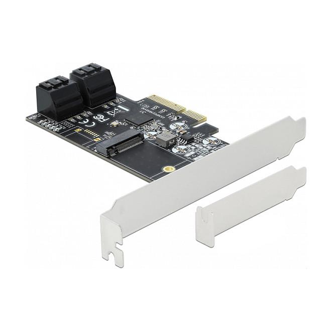 Kartë Zgjerimi PCI Express Delock 90396 / PCIe 3.0 x4 / 4x SATA 6Gbps + 1x M.2 Key B / JMicron JMB585 / Low Profile