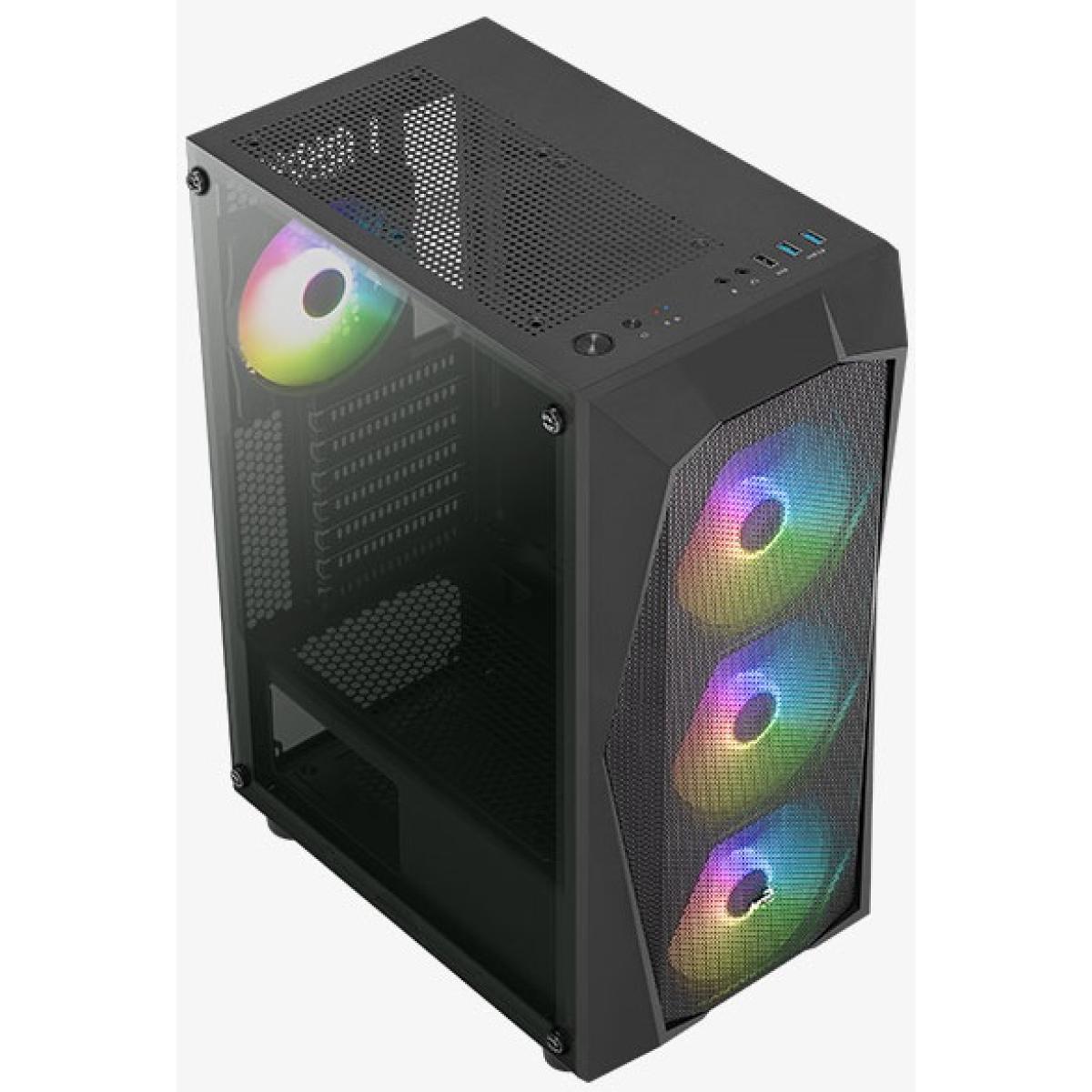 Kasë PC Aerocool Falcon ARGB / Midi Tower / ATX / 3x 120mm + 1x 120mm ARGB Fan / Tempered Glass - Zezë - 2