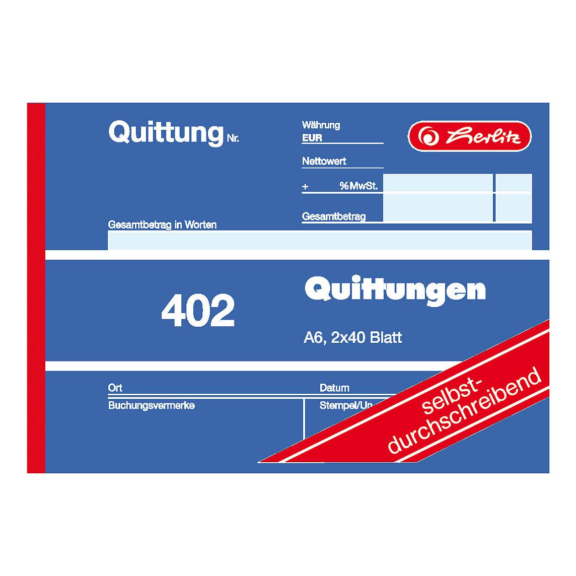 Bllok Faturash Herlitz 402, A6, 2 x 40 Fletë, Vetëkopjues, FSC - 2