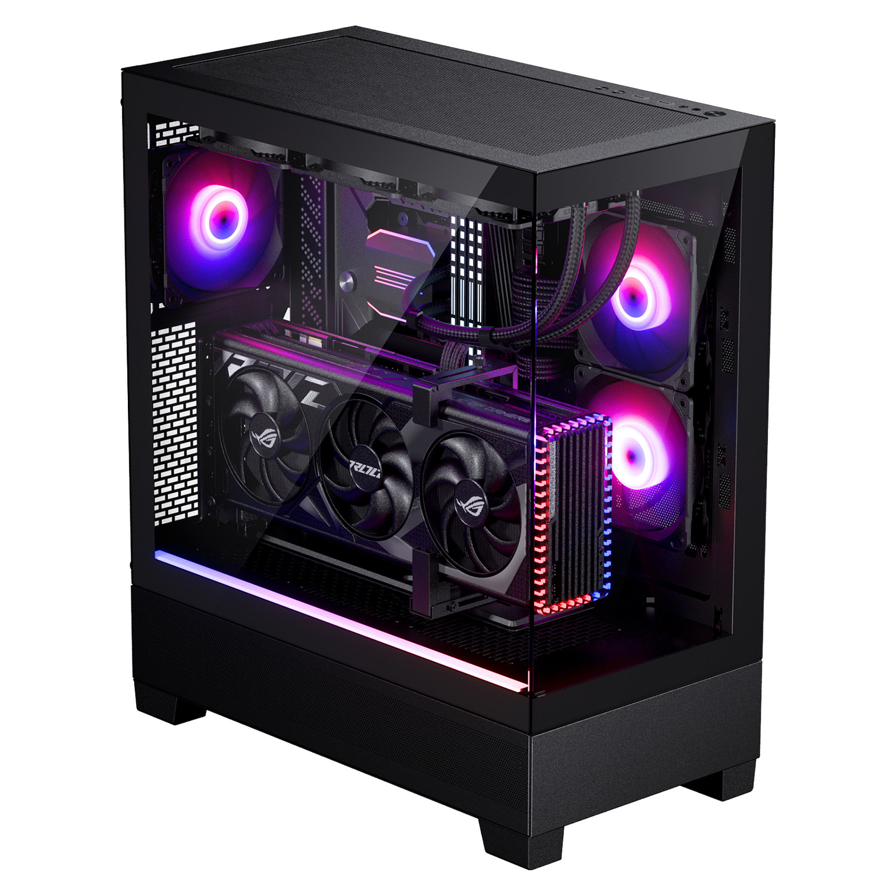 Kasë Phanteks XT View / Midi Tower / E-ATX / 3x 120mm D-RGB Fan / Tempered Glass x2 - Zezë - 12