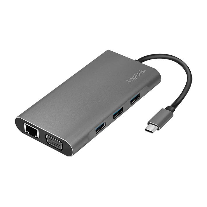 Docking Station LogiLink UA0383, USB 3.2 Gen1, USB-C, 10-Port, Power Delivery 100W - Argjend - 7