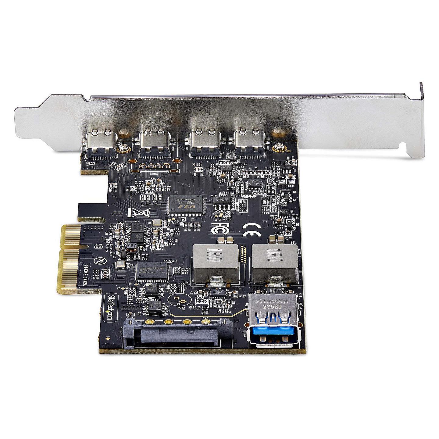 Kartë Zgjerimi StarTech.com PS4C3IA3-USB-C-CARD, PCI Express 3.0 x4, 4x USB-C + 1x USB-A i Brendshëm, 10Gbps, ASMedia ASM3142, Low Profile + Full Height - 4