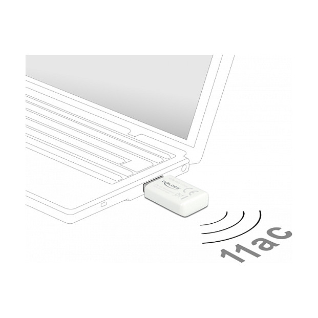 Adapter Wi-Fi DeLOCK 12770 / USB 3.2 Gen 1 / Wi-Fi 5 / Dual-Band / 867 + 300Mbps – Bardhë - 4