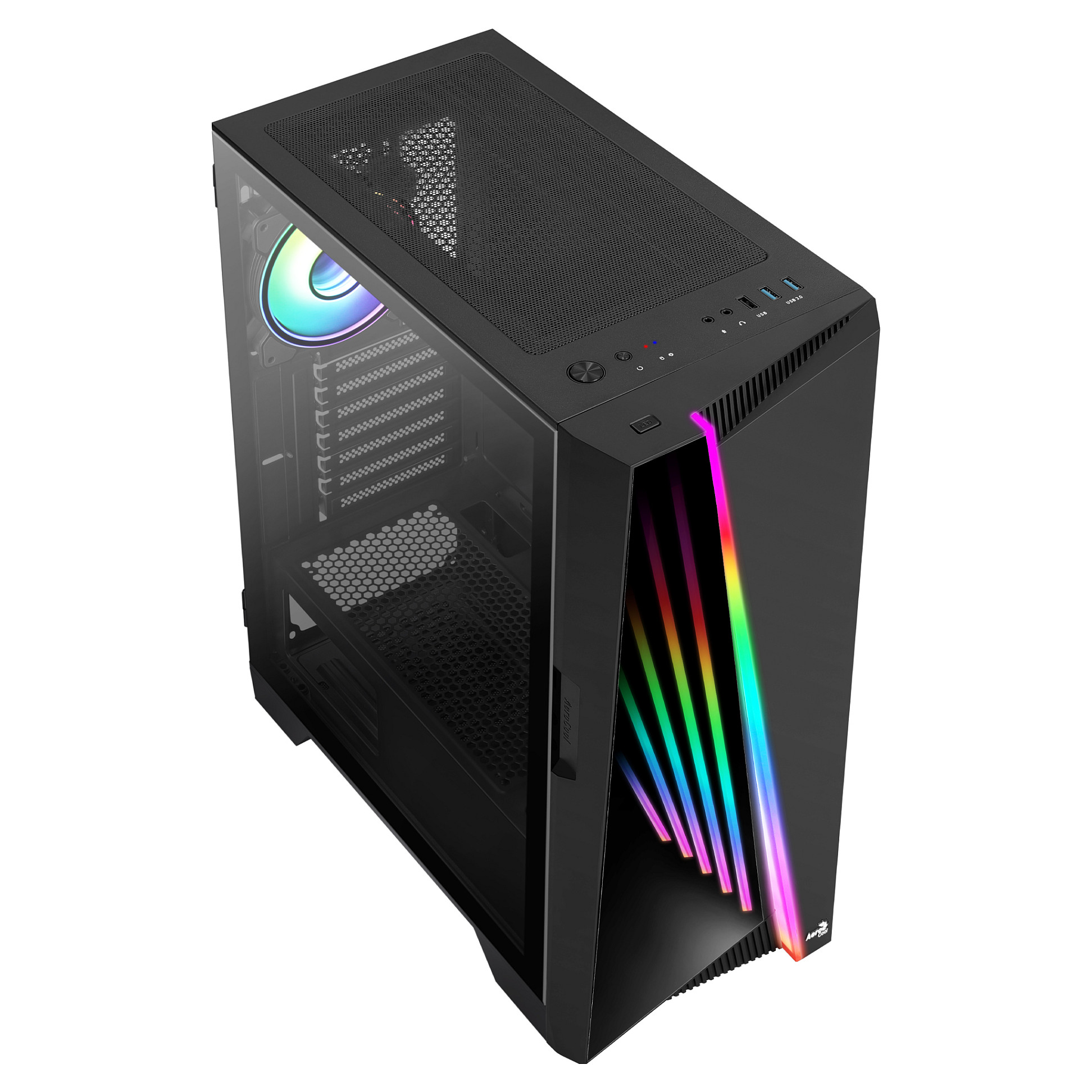Kasë PC Aerocool Mirage / Midi Tower / ATX / 1x 120mm ARGB Fan / Tempered Glass - Zezë - 5