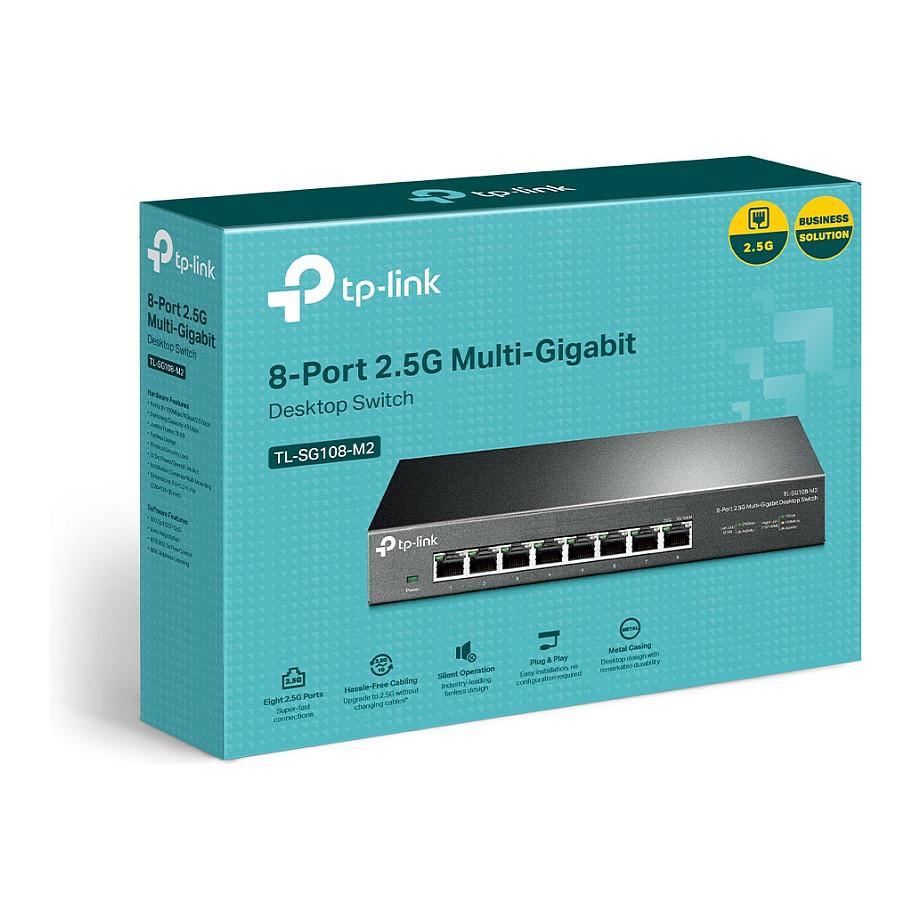 Switch TP-Link TL-SG108-M2, 8x 2.5 Gigabit Ethernet RJ45, Switching Capacity 40Gbps, Unmanaged, Desktop, Fanless - Hiri - 8