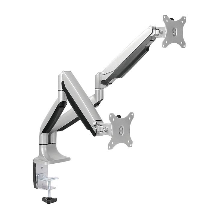 Mbajtëse për Monitor LogiLink BP0043 / 2 Monitorë / 13–32" / deri 9kg për Monitor / Gas Spring / VESA 75x75 & 100x100 / Rotacion 360° - Argjend