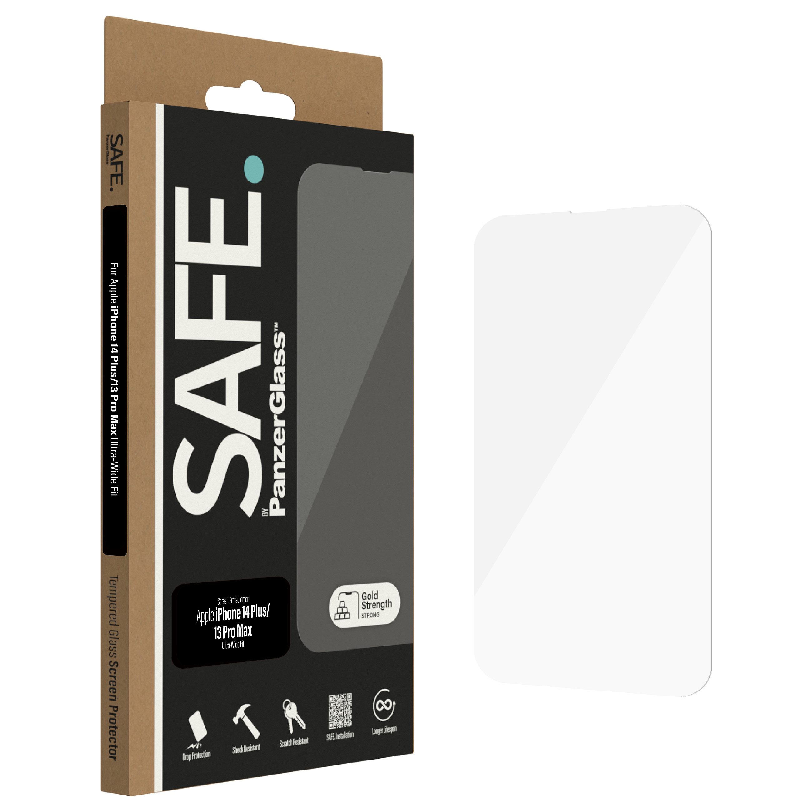 Mbrojtës Ekrani PanzerGlass SAFE. iPhone 14 Plus / iPhone 13 Pro Max / Ultra-Wide Fit / Tempered Glass - Transparent - 3