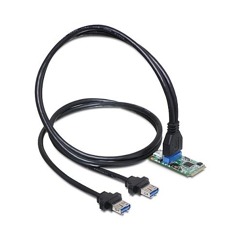 Kartë Zgjerimi Mini PCI Express Delock 95234 / Mini PCIe Full Size / 1x USB 3.0 19-pin / 5Gbps / Renesas