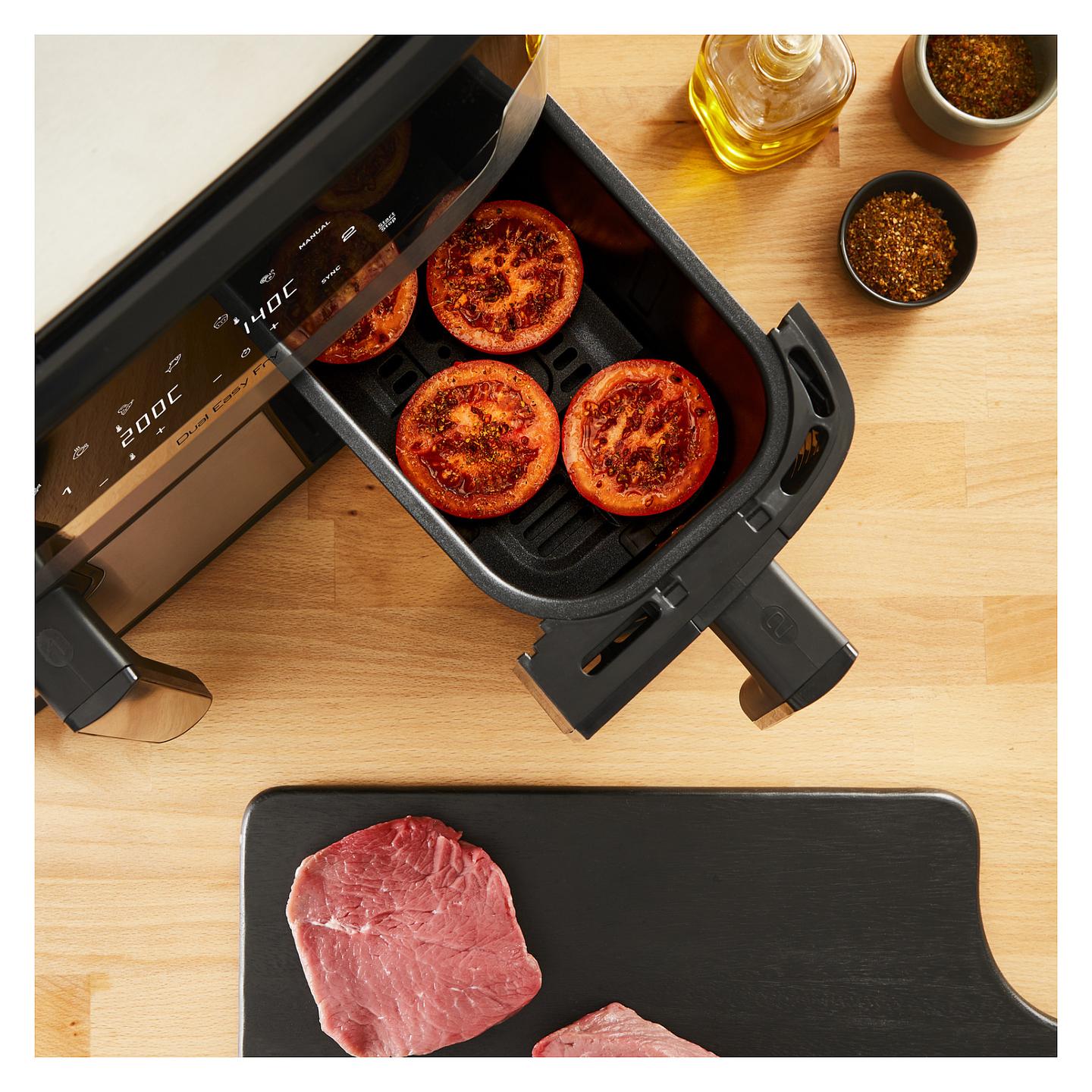 Fryer Tefal Dual Easy Fry & Grill / EY905D / 8.3L / 2700W / 2 Sirtarë / 8 Programe / 40–200°C / Grill / Sync / Touch Panel – Argjend/Zezë - 11