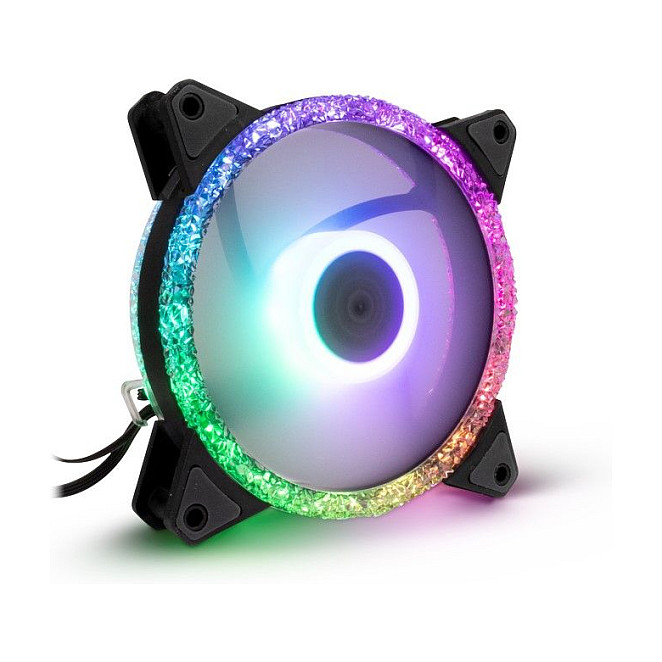 Ftohës për Kasë Inter-Tech Argus RGB-FAN Set RS-07 / 120mm / 25mm / 900 RPM / PWM / RGB / 24 LED / 3-Pack / Controller – Zezë - 2