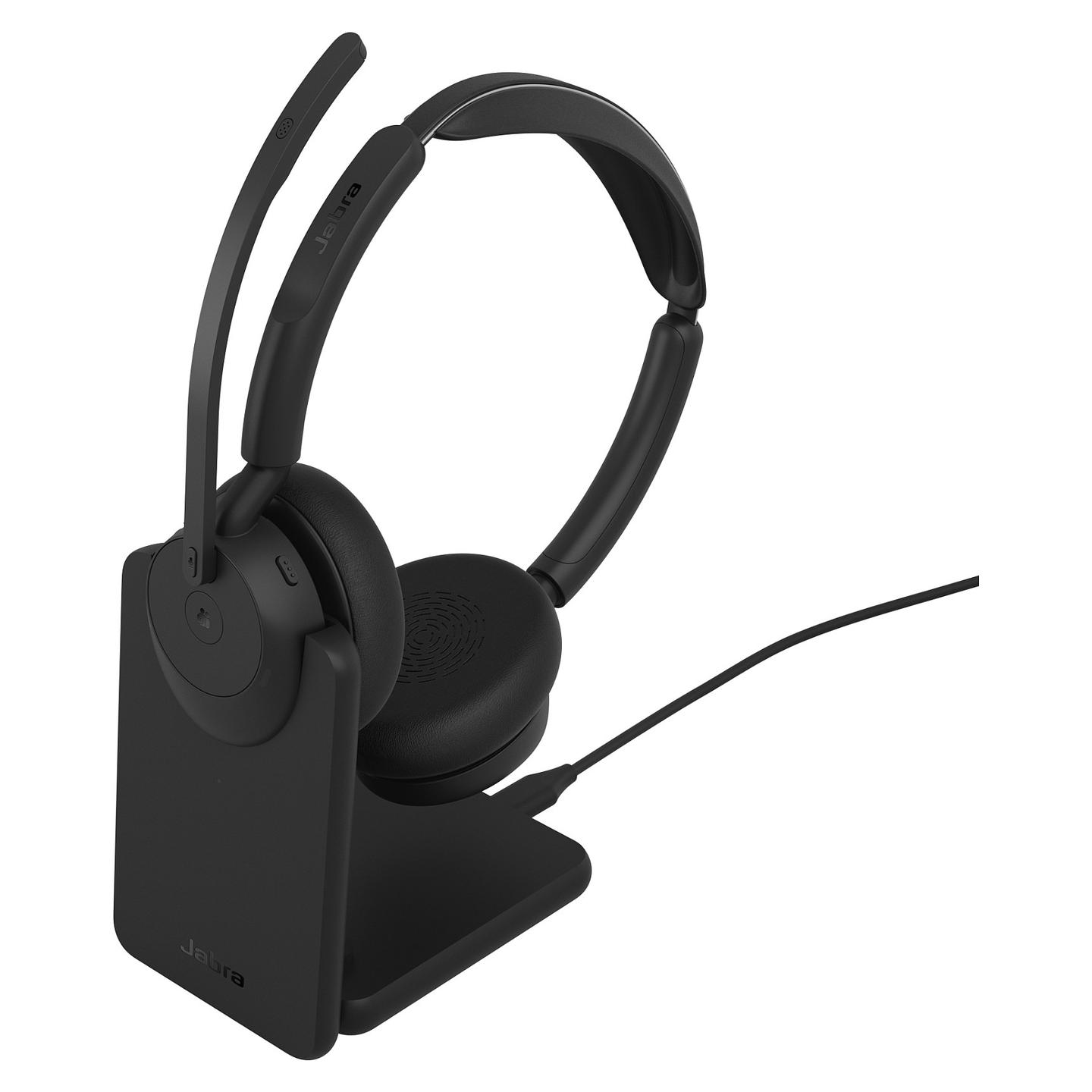 Kufje pa kabllo Jabra Evolve3 45 MS Stereo / Link 390c / USB-C / Microsoft Teams / Charging Stand - Zezë - 2