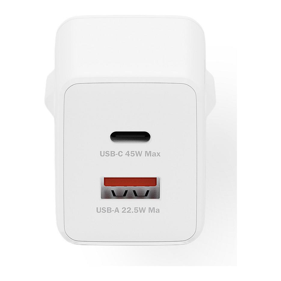 Adapter Digitus DA-10302 / 45W / GaN / 1x USB-C + 1x USB-A / Fast Charging - Bardhë - 6