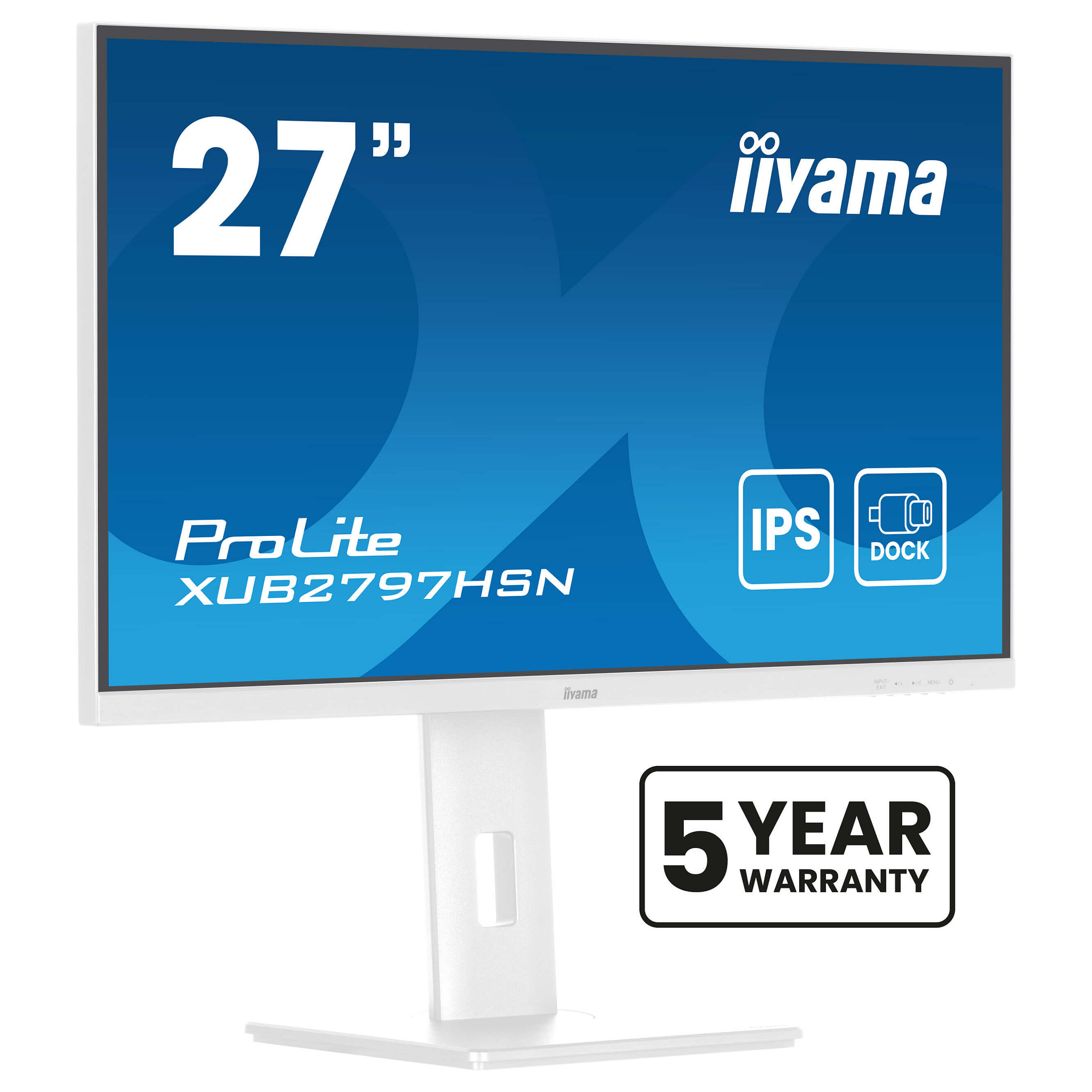 Monitor iiyama ProLite XUB2797HSN-W2 / 27" / Full HD IPS / 100Hz / 1ms / HDMI+USB-C+DisplayPort - Bardhë - 2