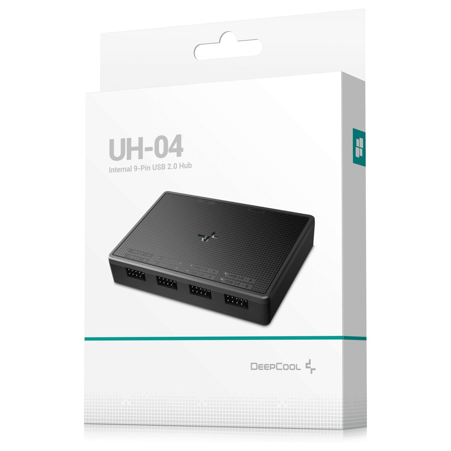 Hub USB i Brendshëm DeepCool UH-04, 1x USB 2.0 9-pin në 4x USB 2.0 9-pin, Furnizim me Energji USB-C, Montim Magnetik dhe me Vida – Zezë - 4