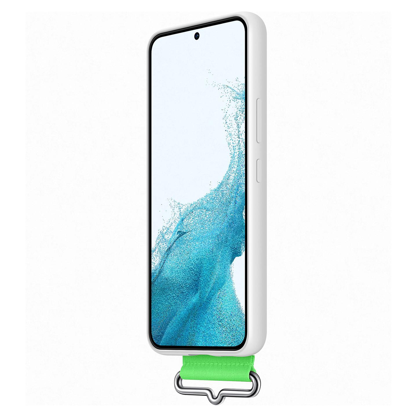 Case për Telefon Samsung Galaxy S22 Silicone Cover with Strap - Bardhë - 4