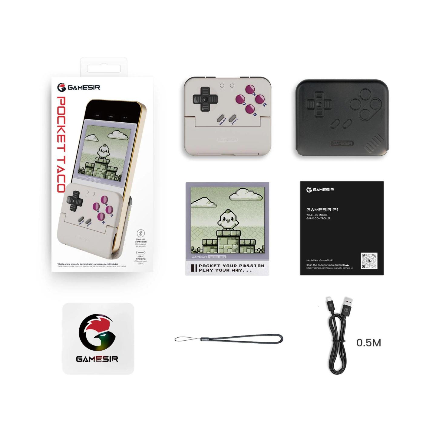 Kontroller për Smartphone / Switch / PC GameSir Pocket Taco P1 / Wireless & Wired – Bardhë - 4