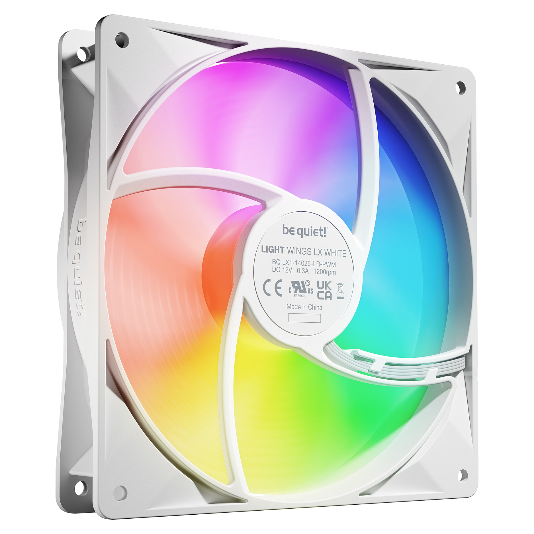 Ftohës për Kasë be quiet! Light Wings LX / ARGB / 140mm / 1200 RPM / PWM / 3-Pack – Bardhë - 4