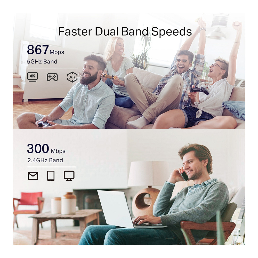 TP-Link RE330 AC1200 Mesh Wi-Fi Extender / Dual-Band / 300+867Mbps / 10/100Mbps LAN / Access Point - 5