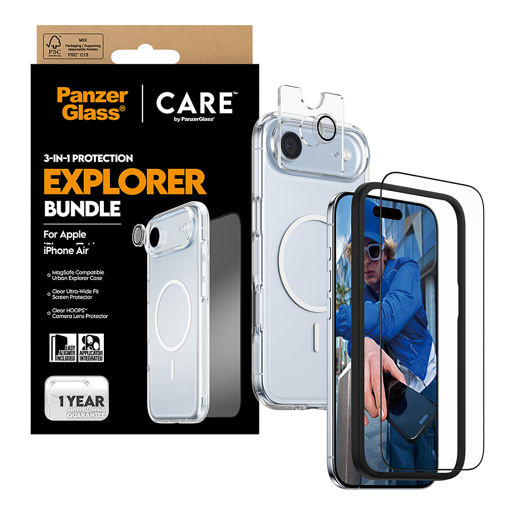 Aksesorë për telefon CARE by PanzerGlass 3-in-1 Flagship Explorer Bundle / Case + Screen Protector + Hoops / MagSafe / iPhone Air - Transparente - 5