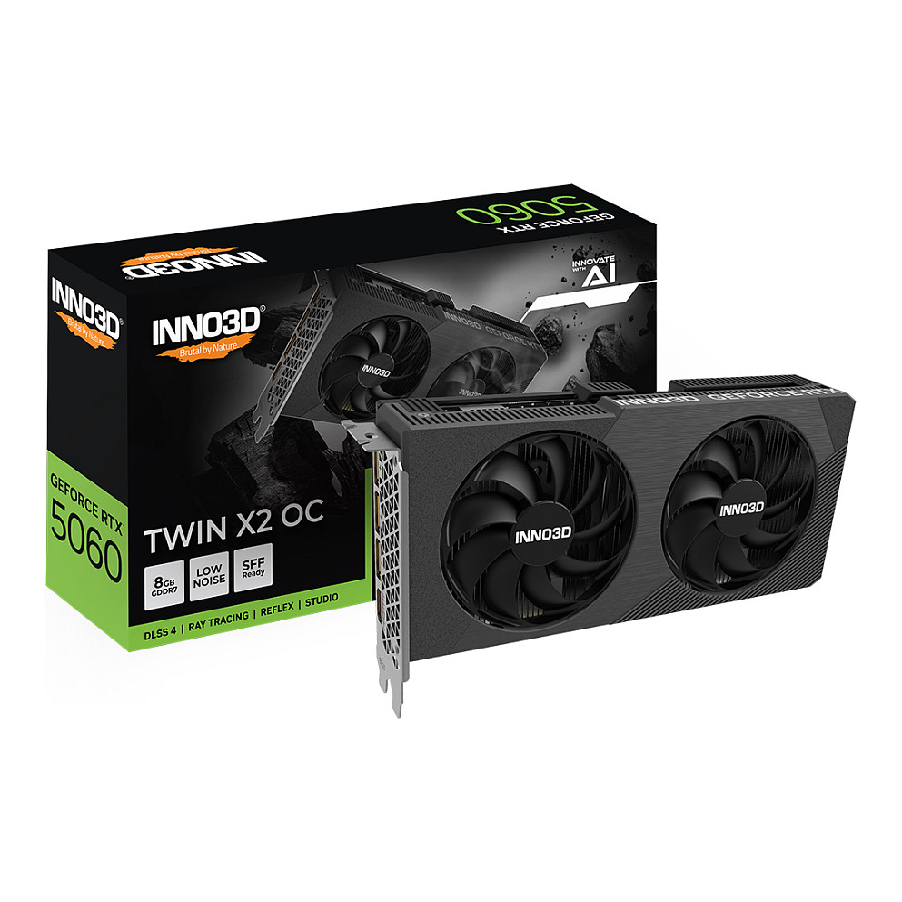 Kartë Grafike NVIDIA Inno3D GeForce RTX 5060 TWIN X2 OC V2 / 8GB GDDR7 / PCIe 5.0 / Dual Fan – Zezë - 3