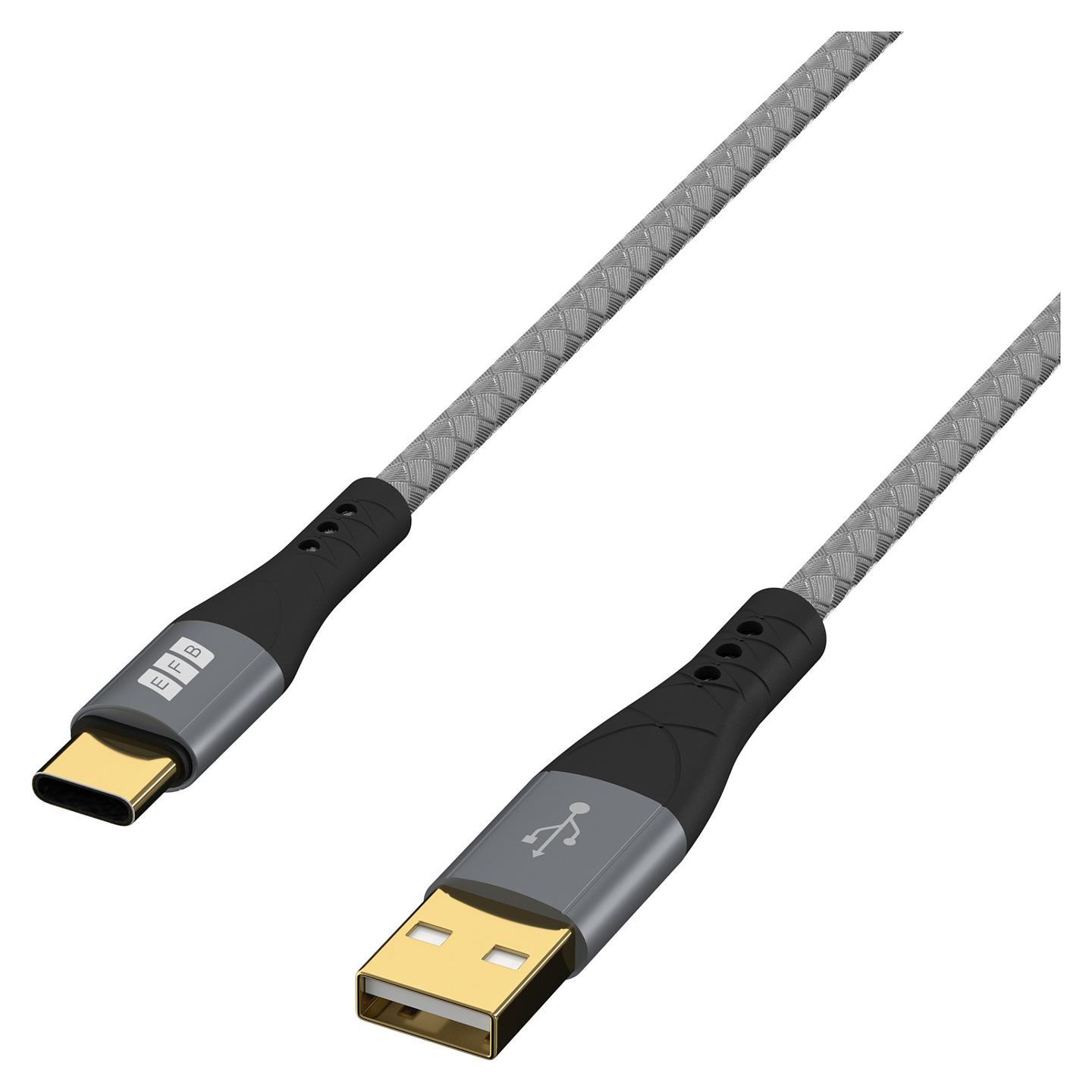 Kabllo USB EFB Elektronik USB-AC-00001 / USB-A Mashkull → USB-C Mashkull / USB 2.0 / 480 Mbit/s / 0.5m - Zezë/Gri - 2