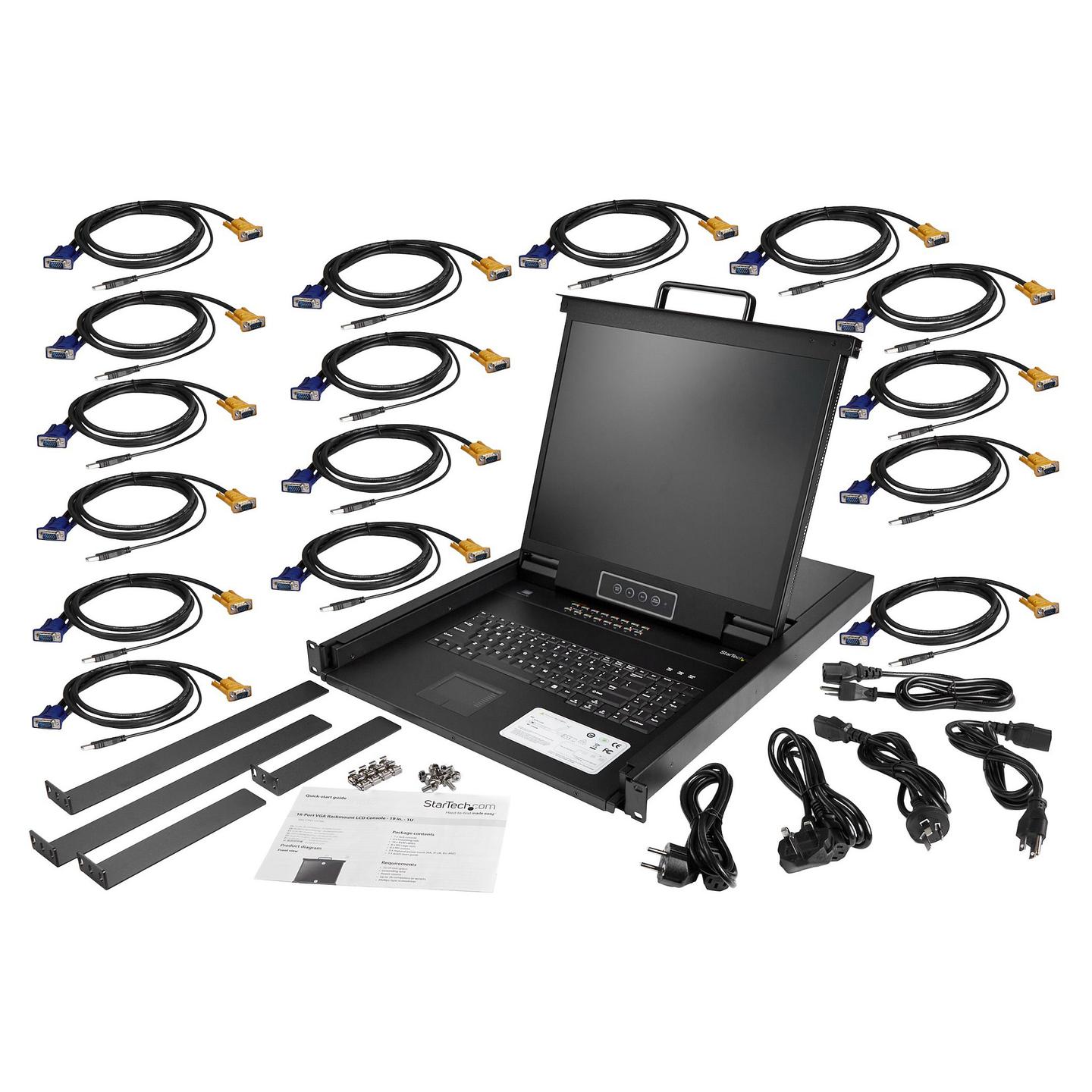 KVM Switch StarTech.com RKCONS1916K, 16 porta VGA, ekran LCD 19", 1280×1024px, Tastierë dhe Touchpad, Rack 1U - Zezë - 5