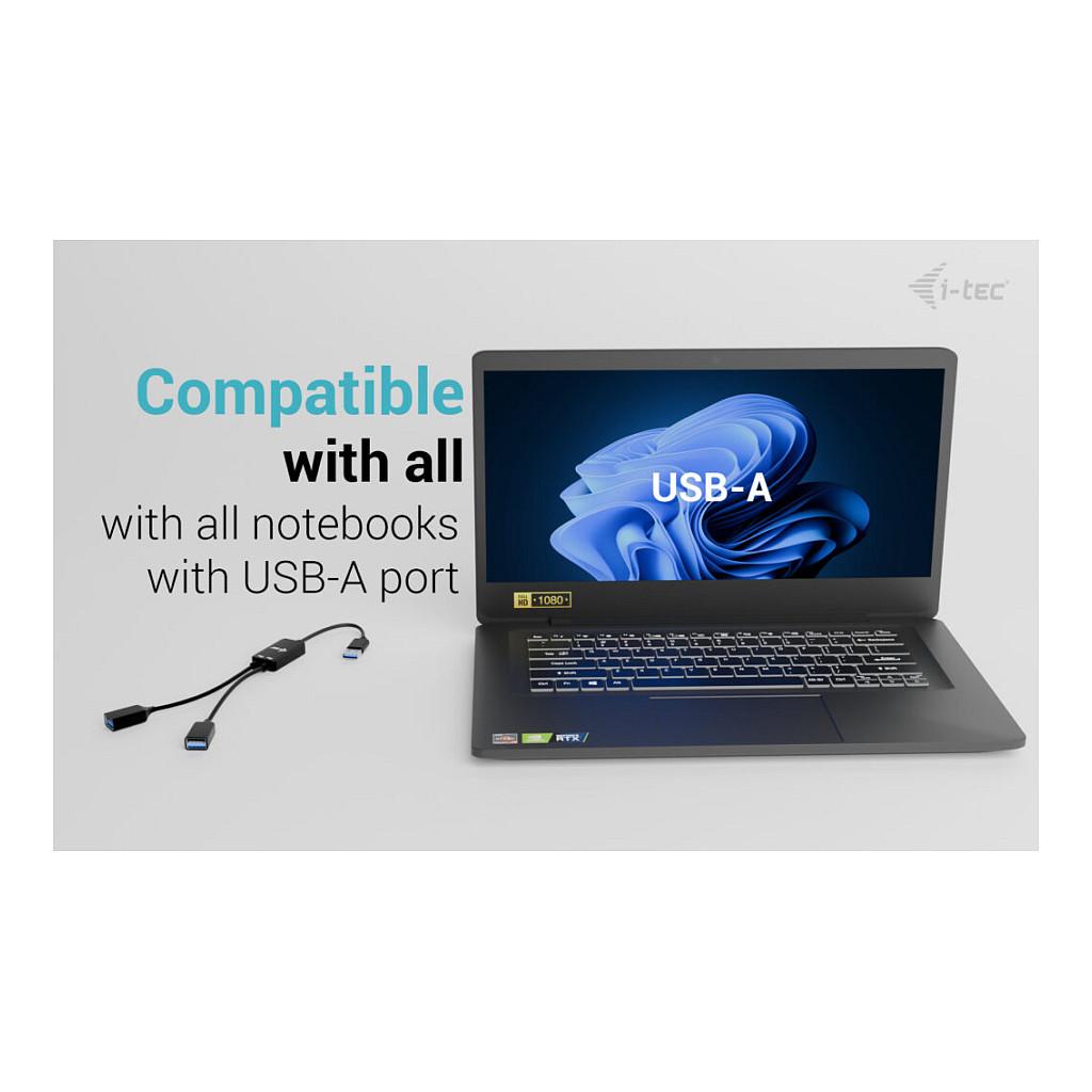 Hub USB i-tec U3CBLHUB2A, USB-A, 2x USB-A, USB 3.2 Gen 1, 5Gbps, Kabllo 10cm - Zezë - 8