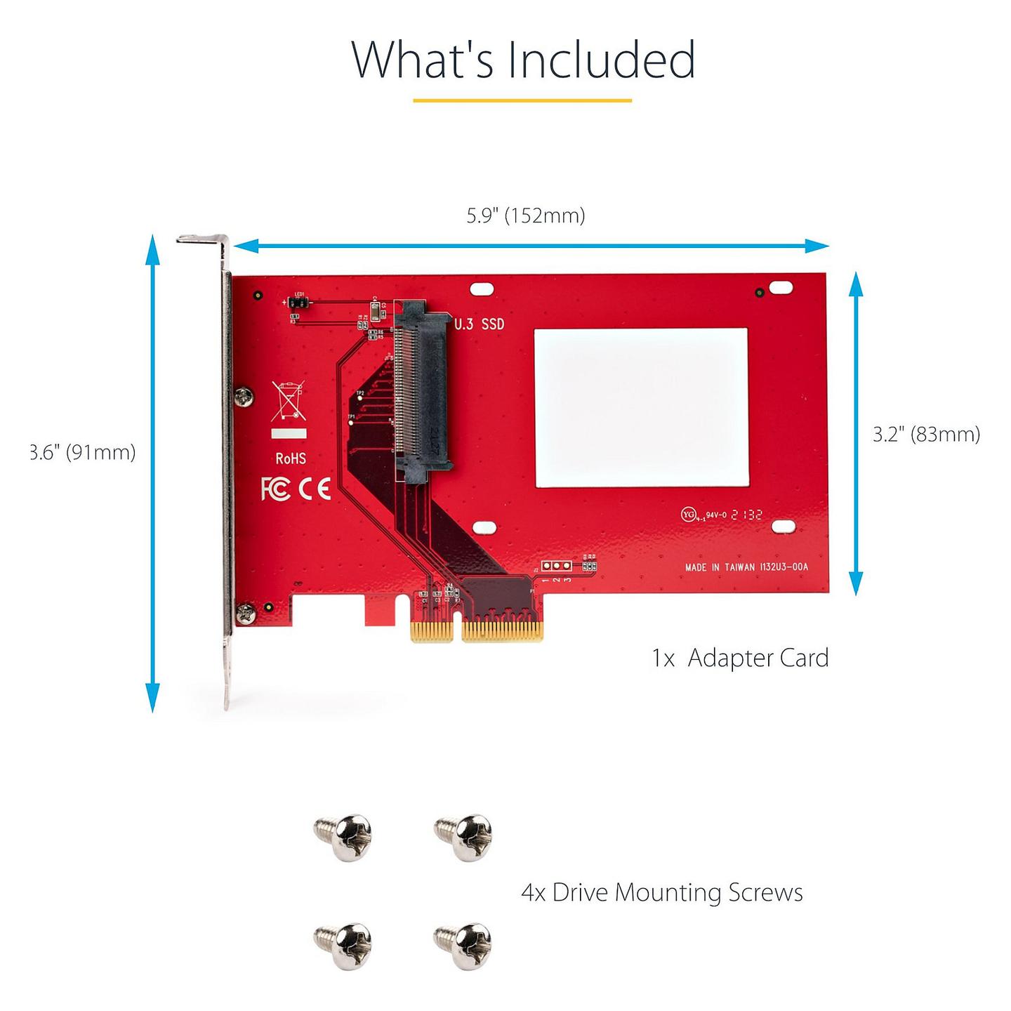 Kartë Zgjerimi StarTech.com PEX4SFF8639U3, PCI Express 4.0 x4, 1x U.3 NVMe SFF-TA-1001, 2.5", PCIe - 12
