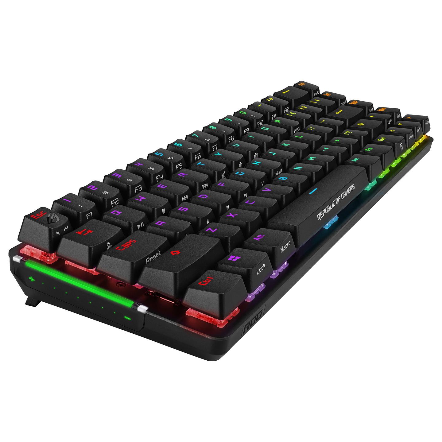 Tastierë Gaming ASUS ROG Falchion / Wired / 65% / Cherry MX RGB Red / USB + RF Wireless 2.4 GHz / AZERTY FR / RGB - Zezë - 5